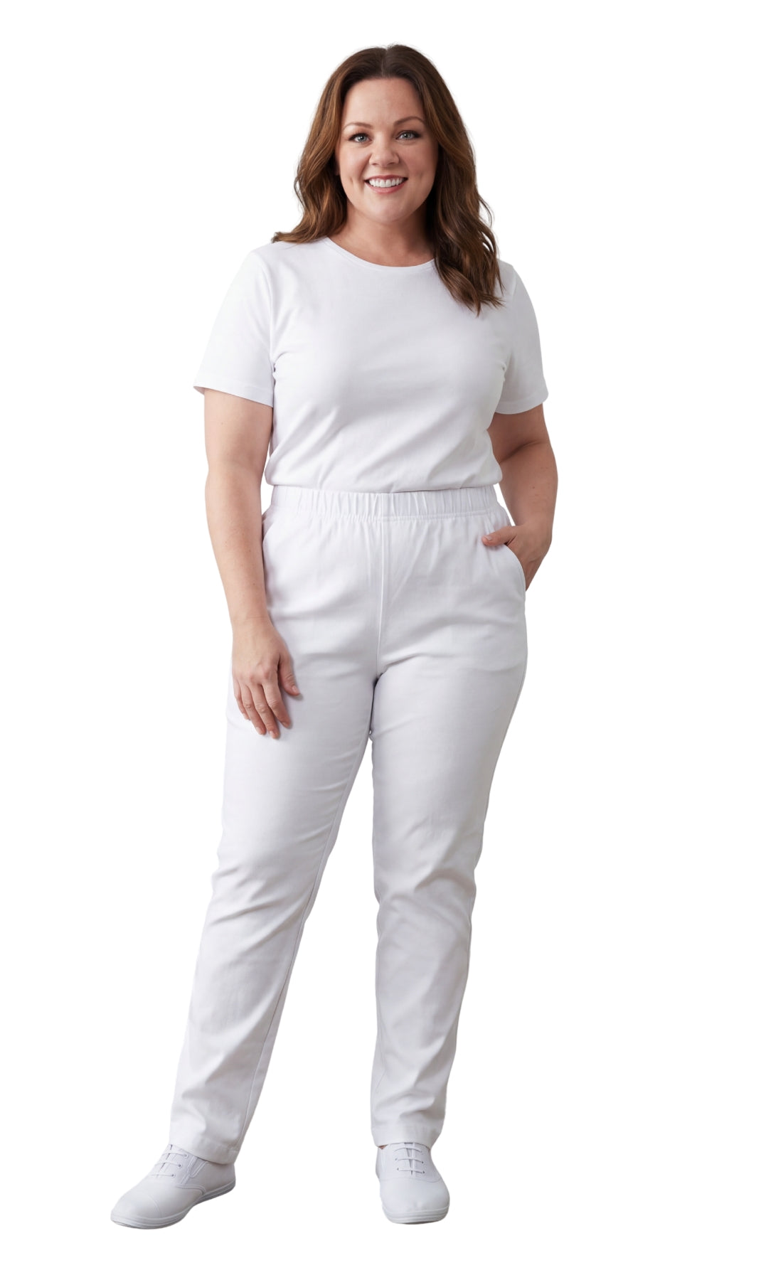Women's Lightweight Pull-On Denim Jeans — Elastic Waist No Zipper 36