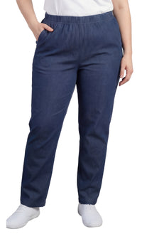 Women's Lightweight Pull-On Denim Jeans with Elastic Waist – Relaxed Fit Stretch Jeans for Casual Everyday Wear