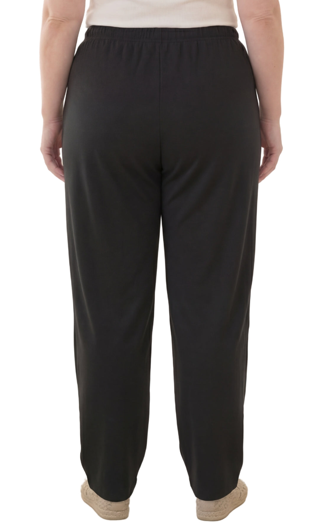 Turtle Bay New York Women's Knit Pull on Pants - Cotton Blend with Flat Front waistband black back