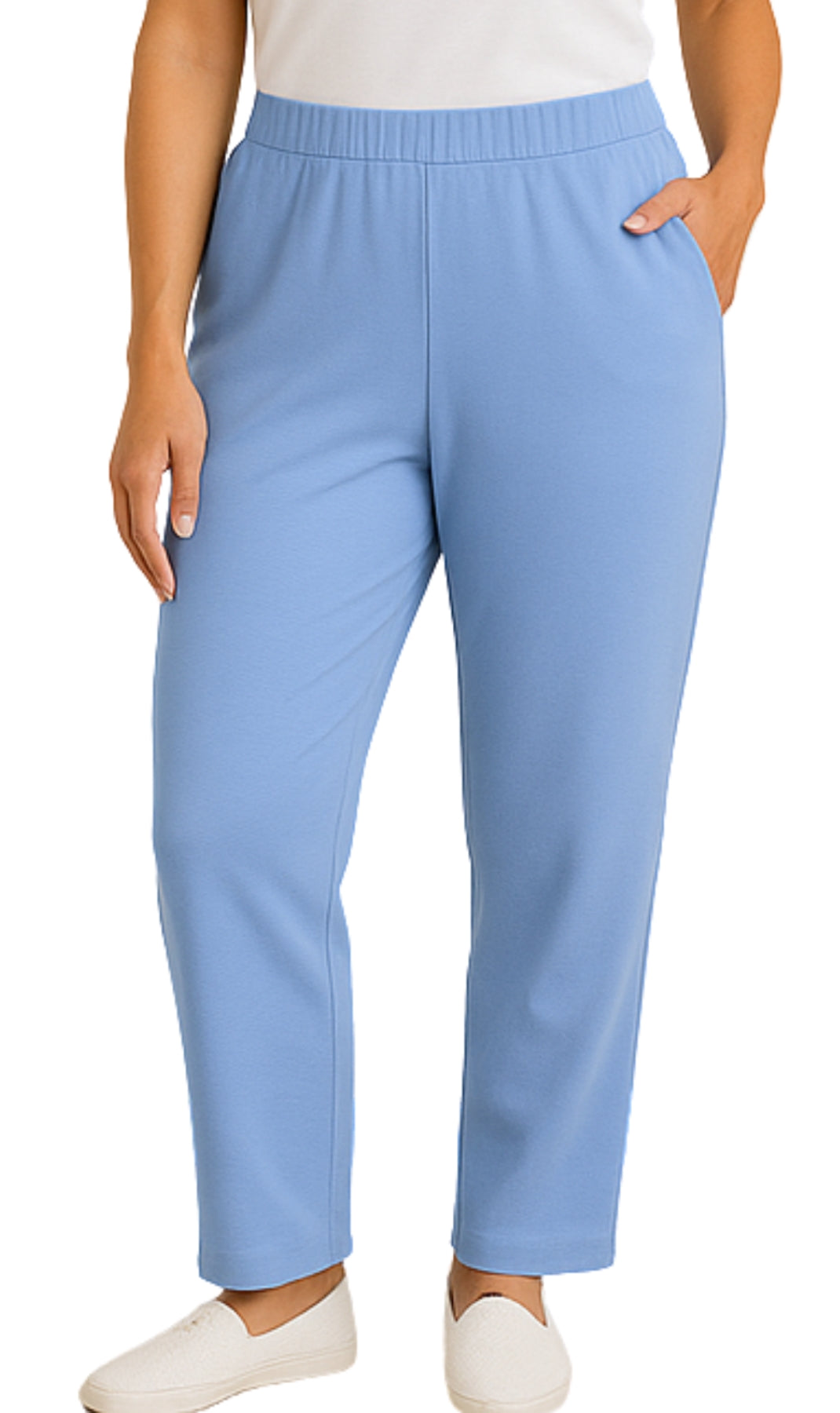 Women's Knit Pull on Pants - Cotton Blend with Flat Front waistband 35