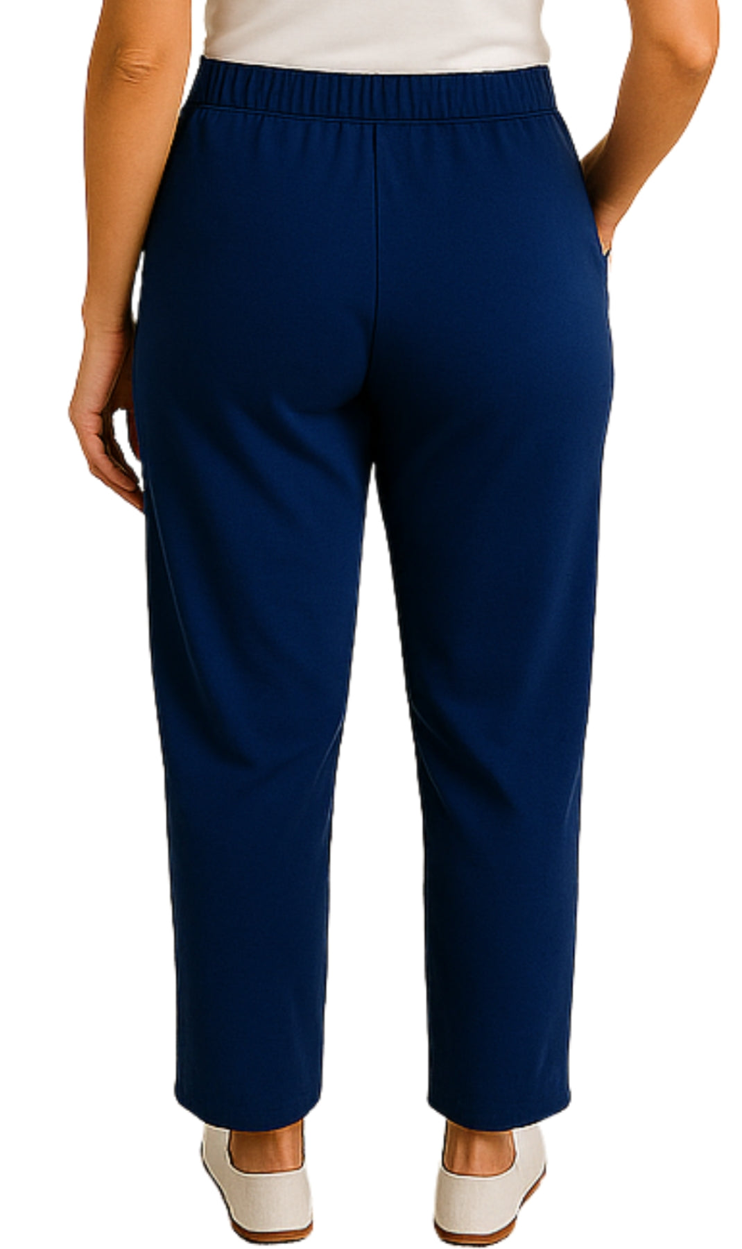 Women's Knit Pull on Pants - Cotton Blend with Flat Front waistband