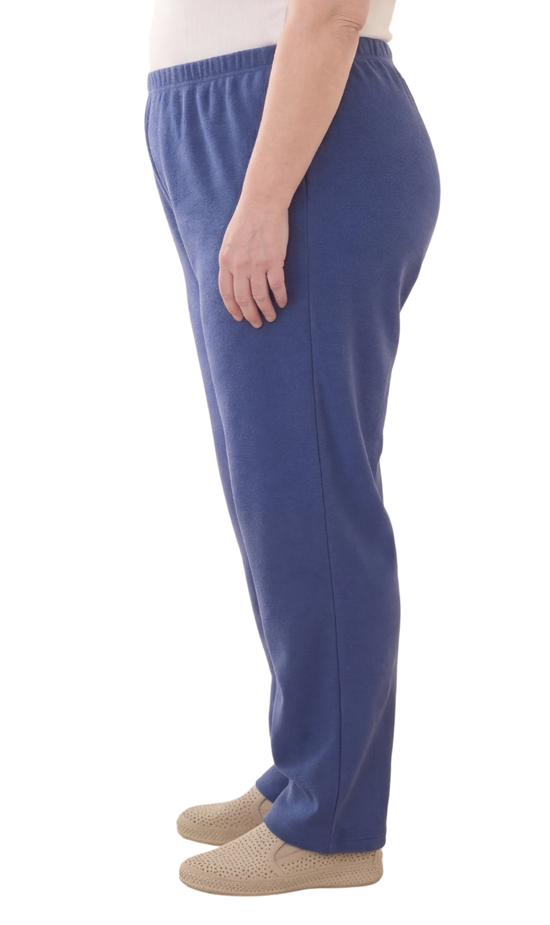 Turtle Bay New York Women's Knit Pull on Pants - Cotton Blend with Flat Front waistband navy side