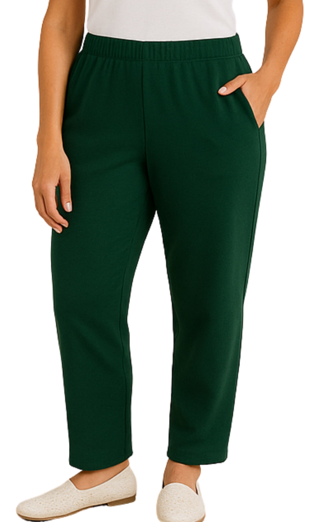 Women's Knit Pull on Pants - Cotton Blend with Flat Front waistband 45