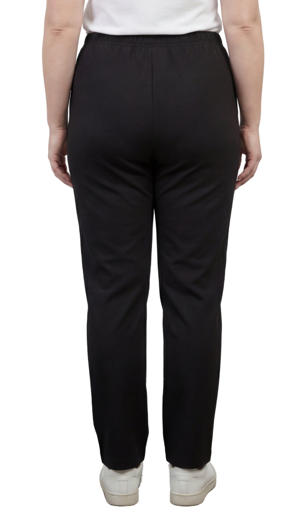 Womens Classic Poly Knit Pants - Pull On Slacks with Elastic Waist