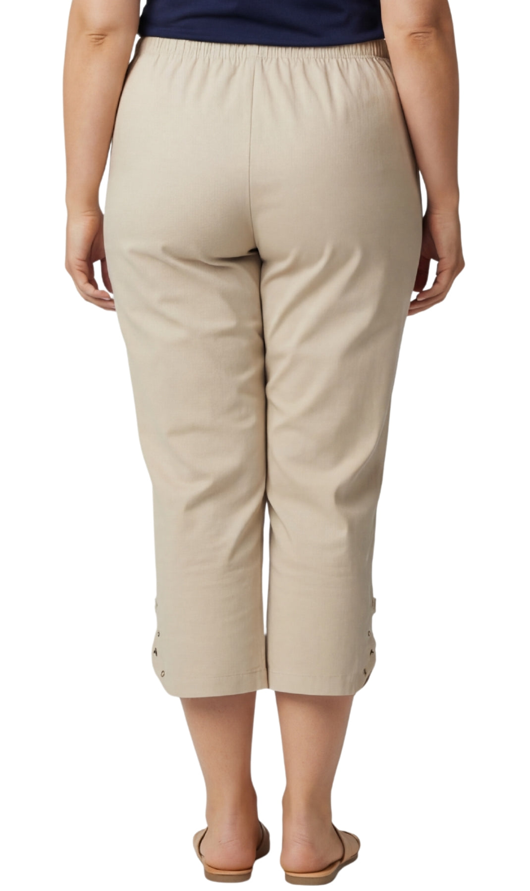 Women's Capris with Studded Hem Detail in Tri-Blend Denim and Twill with Angled side Pockets 11