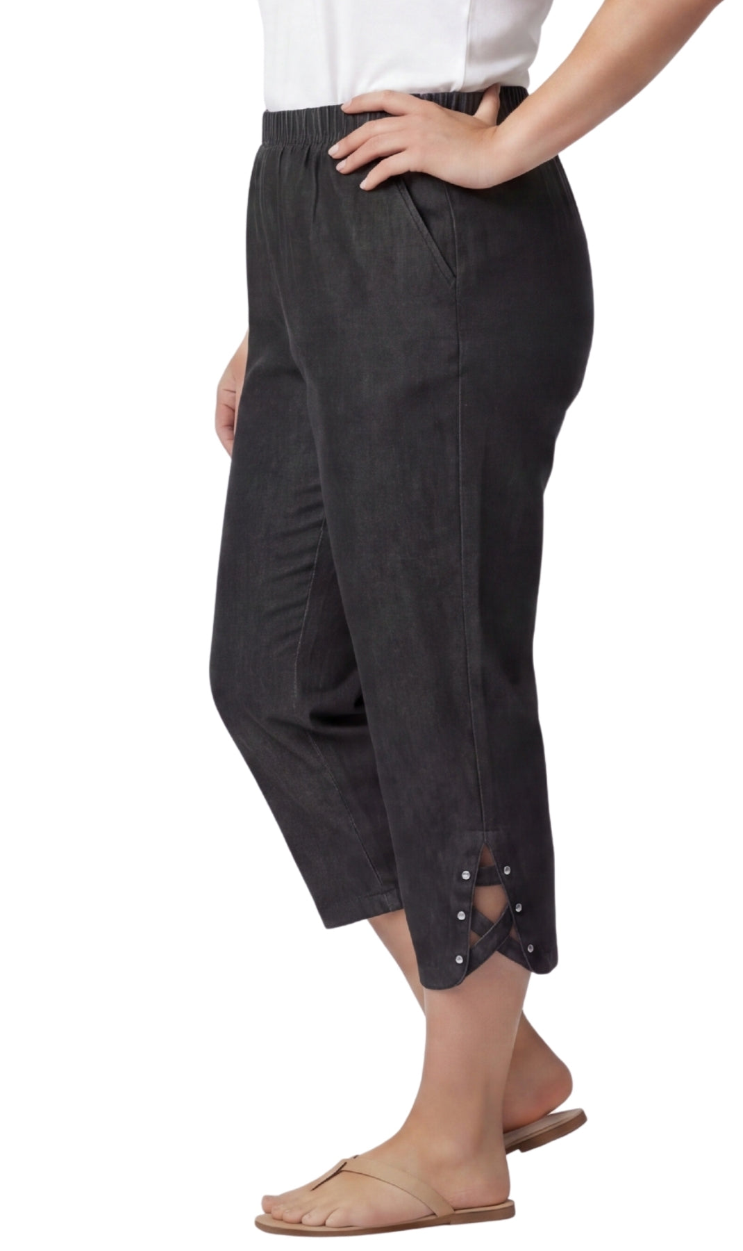 Women’s Lightweight Capris with Studded Hem Detail 3