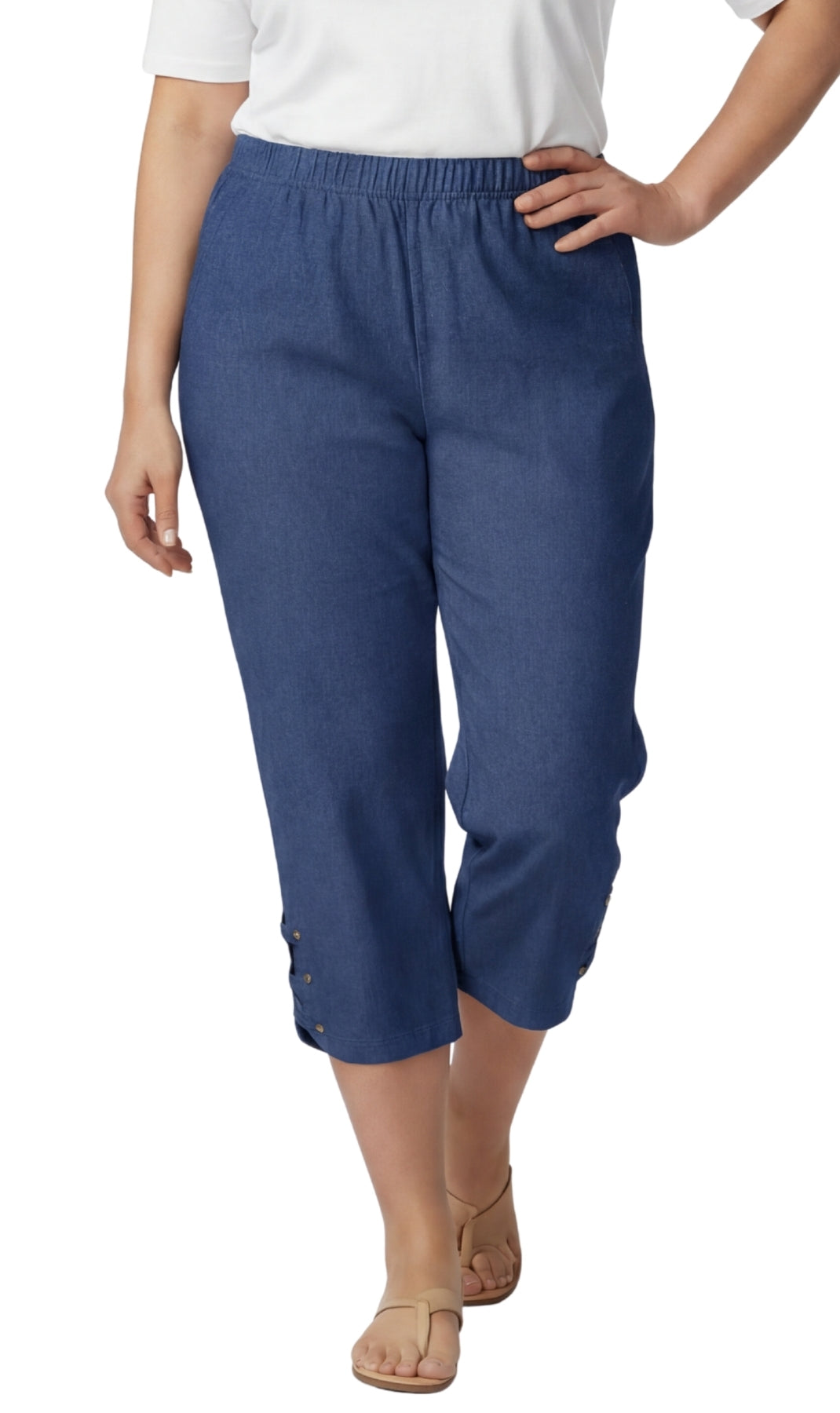 Women’s Lightweight Capris with Studded Hem Detail 4