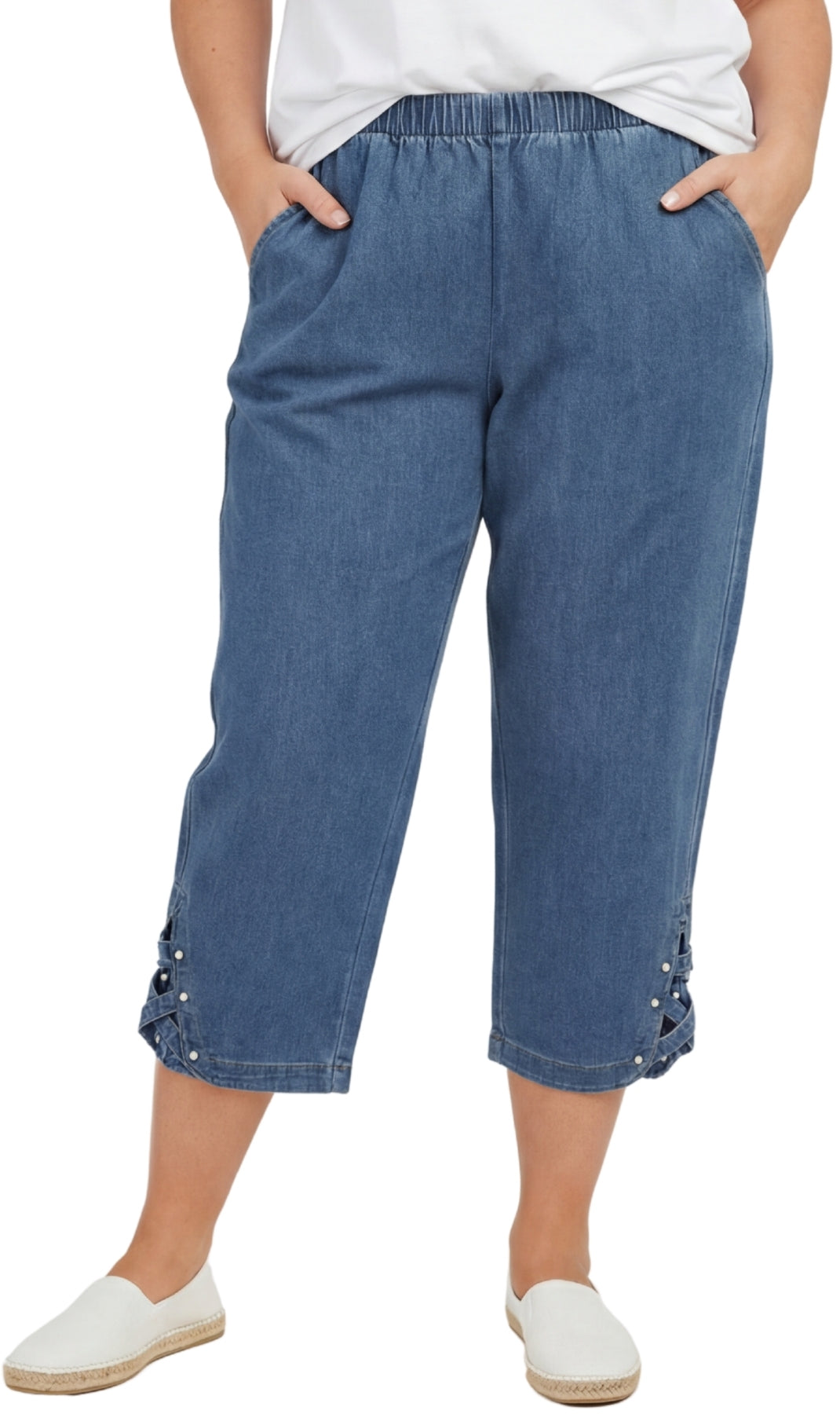 Women’s Lightweight Capris with Studded Hem Detail 6