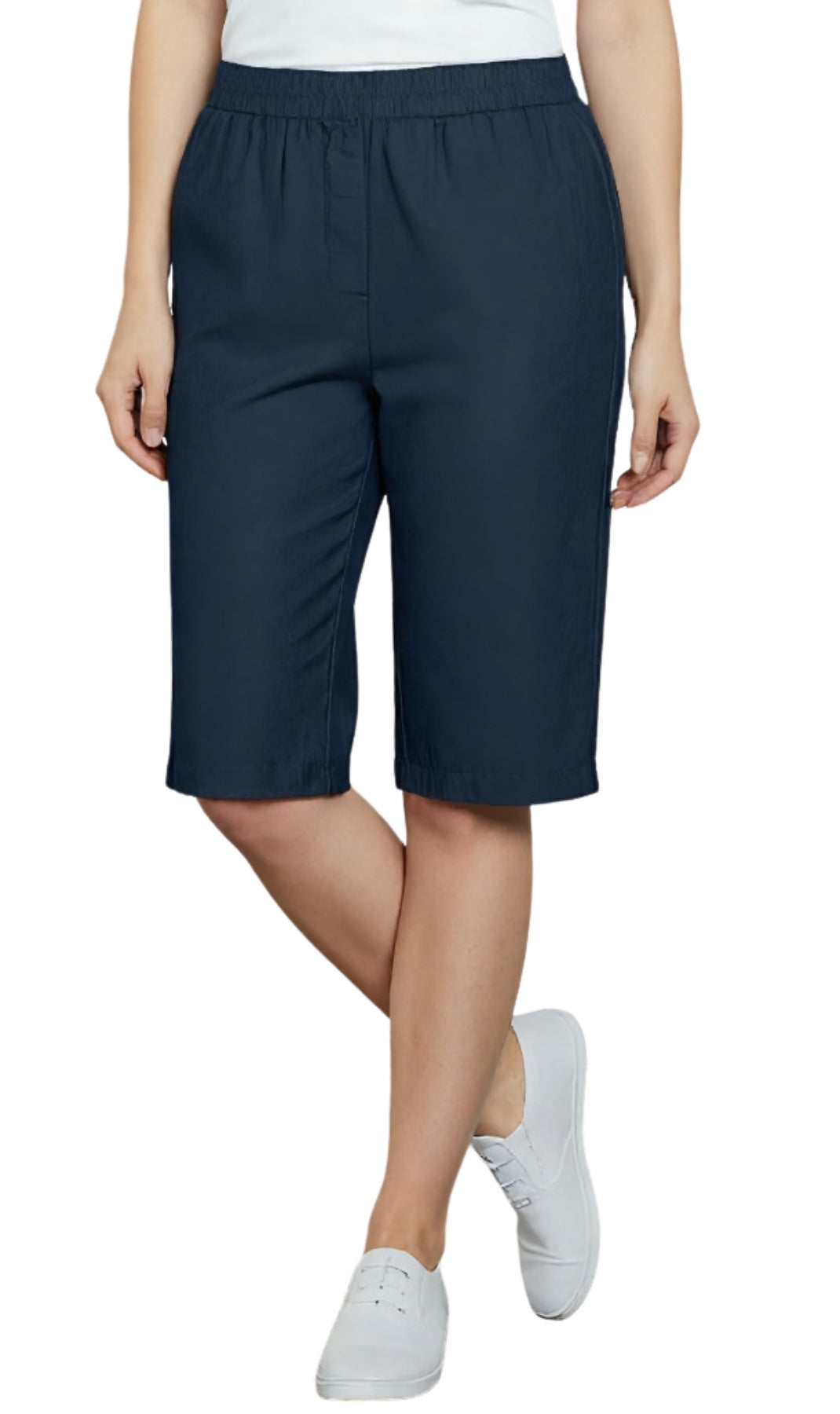 Women's Easy Pull on Bermuda Shorts in Denim and Twill