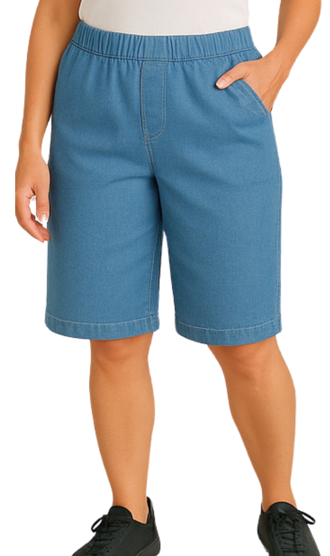 Women's Easy Pull on Bermuda Shorts in Denim and Twill 9