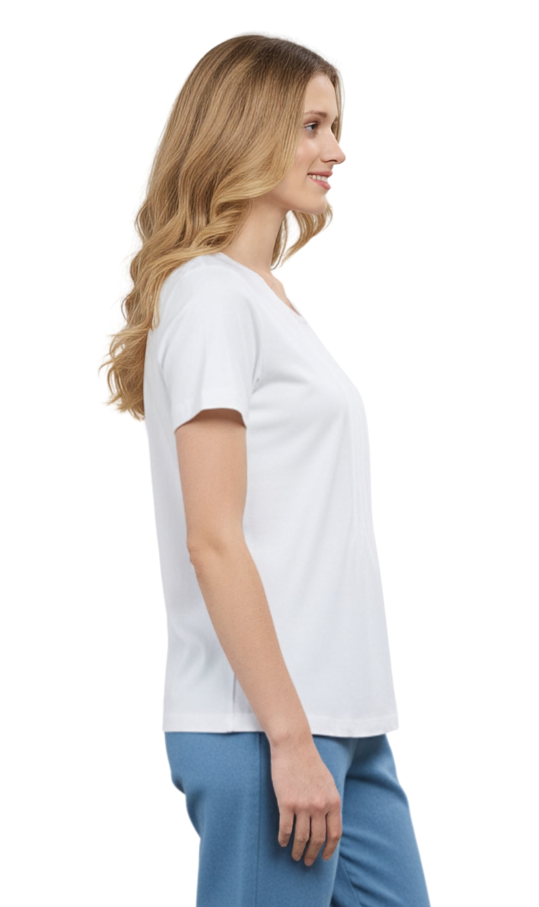 Women's Relaxed Fit Short-Sleeve Crew neck knit Tee Shirt 41