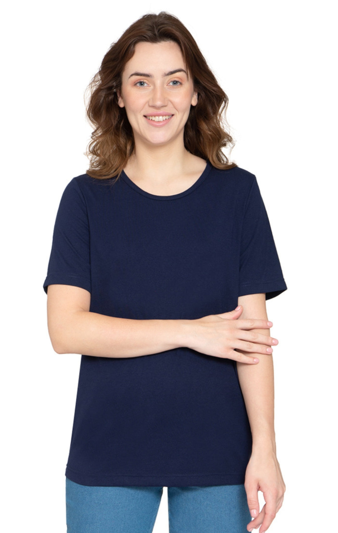 Women's Relaxed Fit Short-Sleeve Crew neck knit Tee Shirt 29
