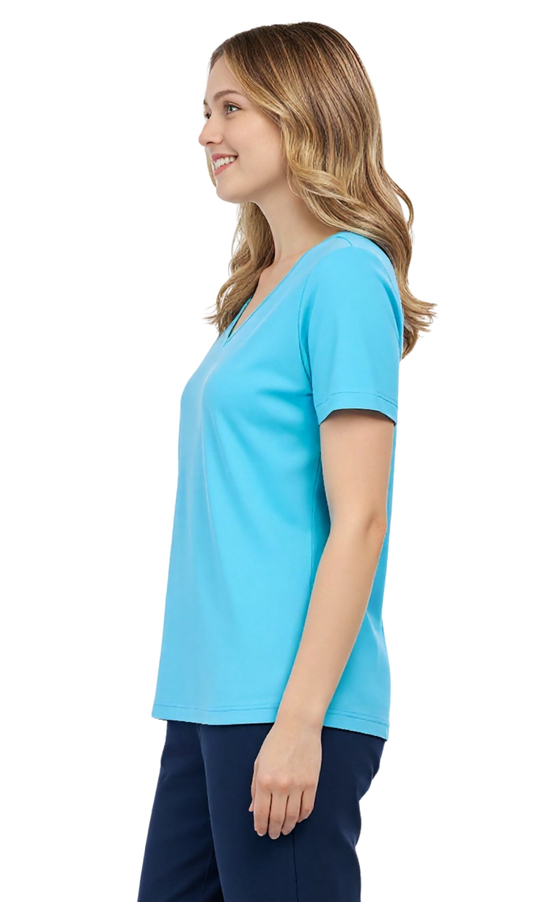 Women's Perfect Short-Sleeve V-Neck Tee Shirt - Cotton blend and Wrinkle Resistant 21