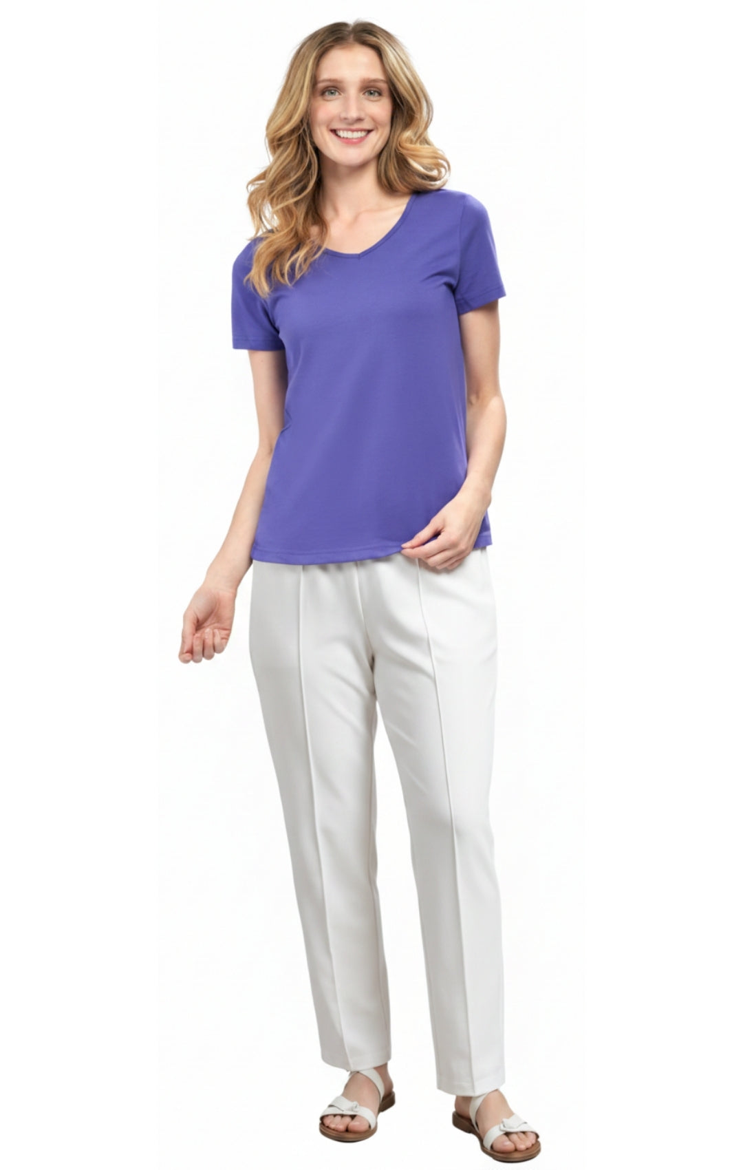 Women's Perfect Short-Sleeve V-Neck Tee Shirt - Cotton blend and Wrinkle Resistant 23