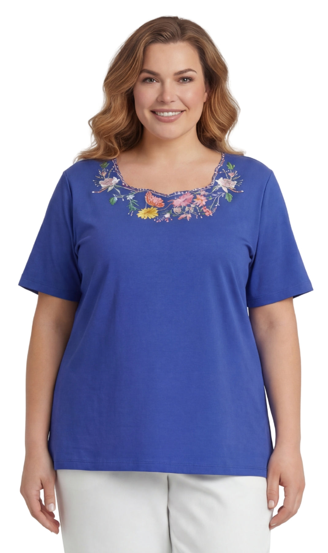 Women's Scalloped Neckline Embellished Tee 13
