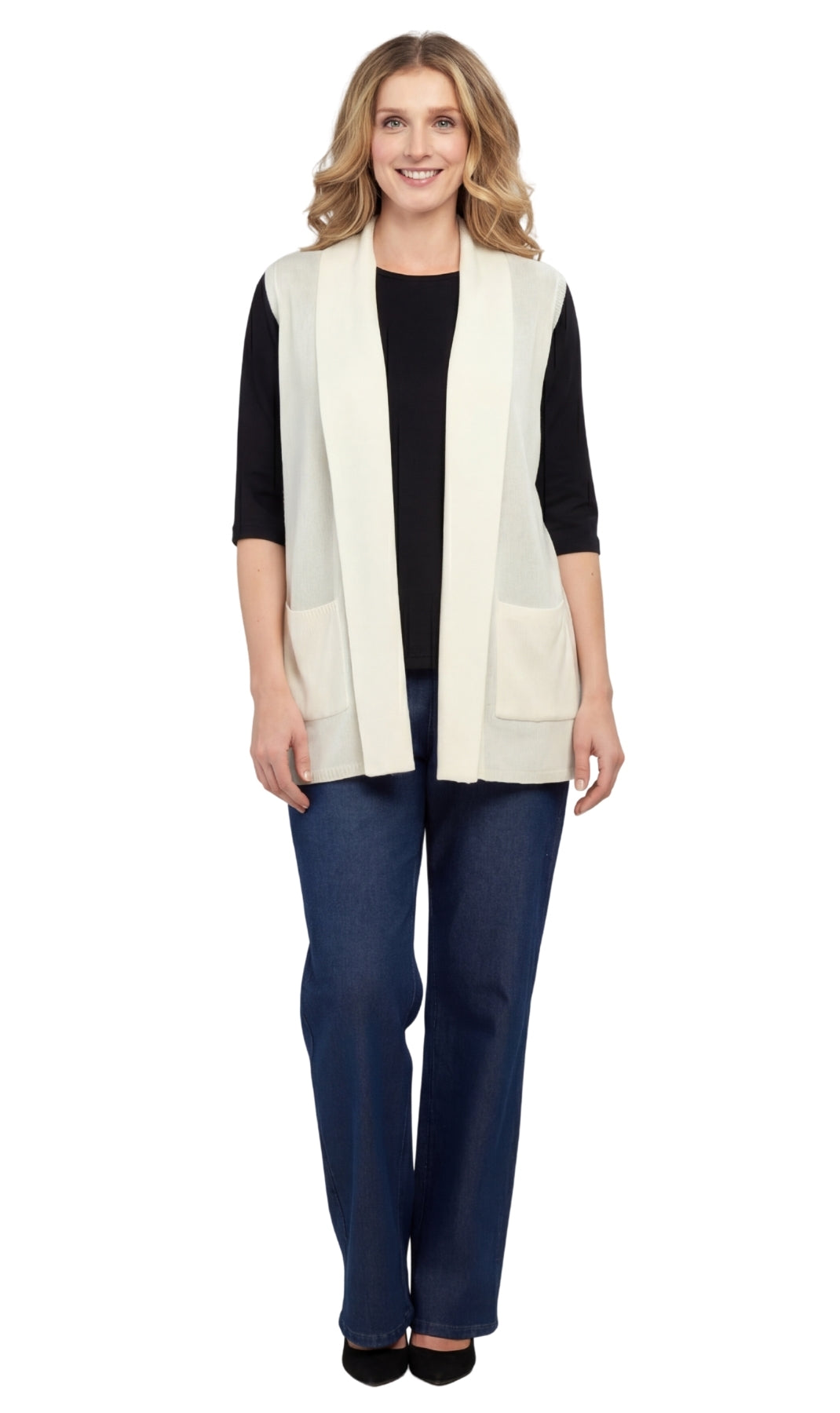 Women's Long Sleeveless Open Front Soft Shawl Collar Vest 14