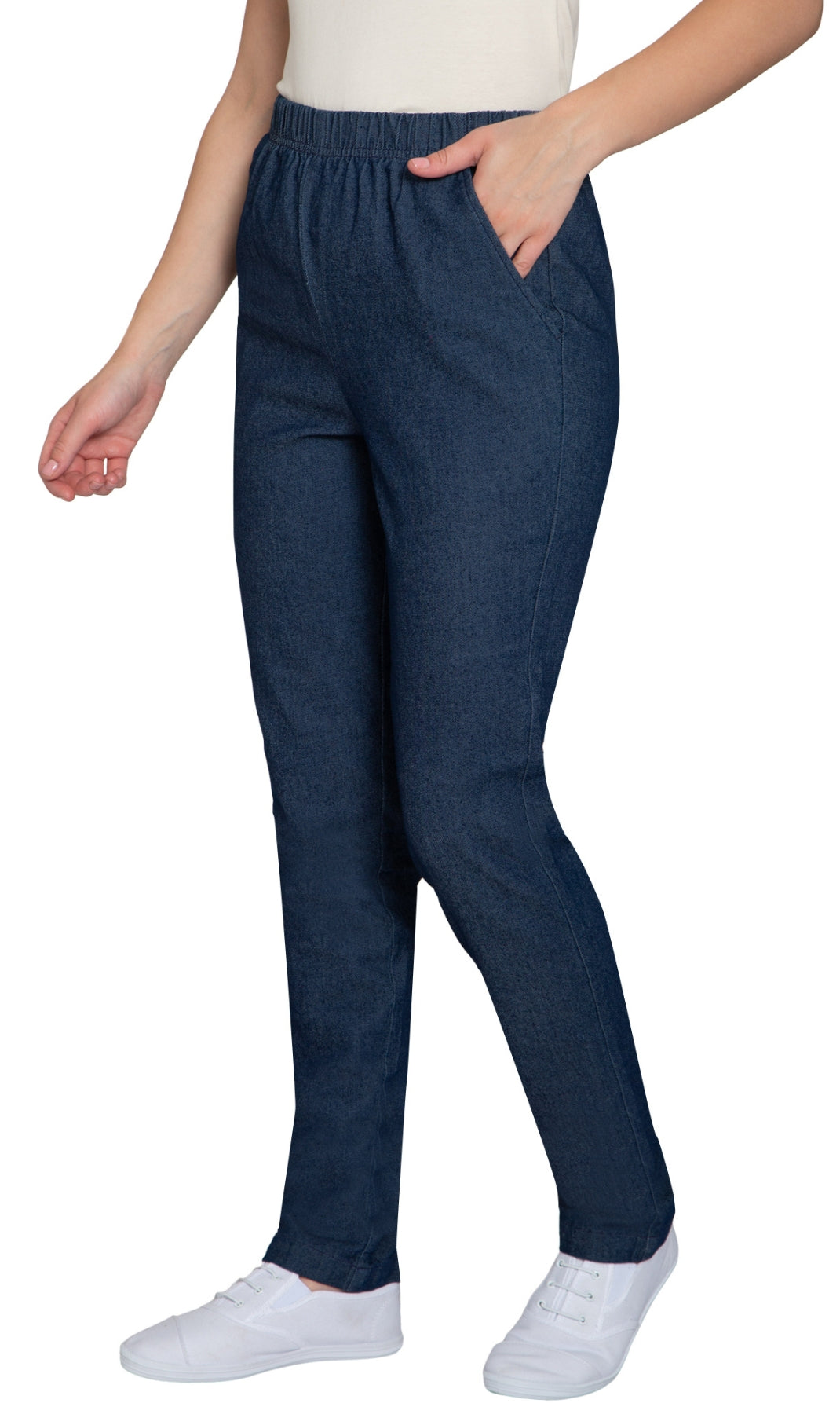 Women's Elastic Waist Pull On Jeans in Denim & Twill - Soft & Lightweight with a bit Stretch 6