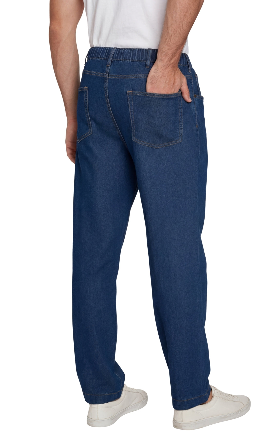 Men’s Lightweight Casual Elastic Waist Pull-On Jeans – Denim & Twill Pants with Easy Fit 25