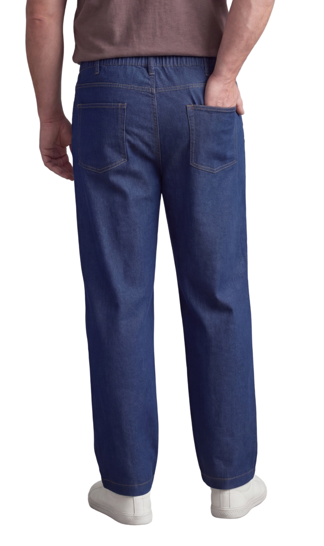 Turtle Bay New York Men’s Lightweight Casual Elastic Waist Pull-On Jeans – Denim & Twill Pants with Easy Fit indigo back
