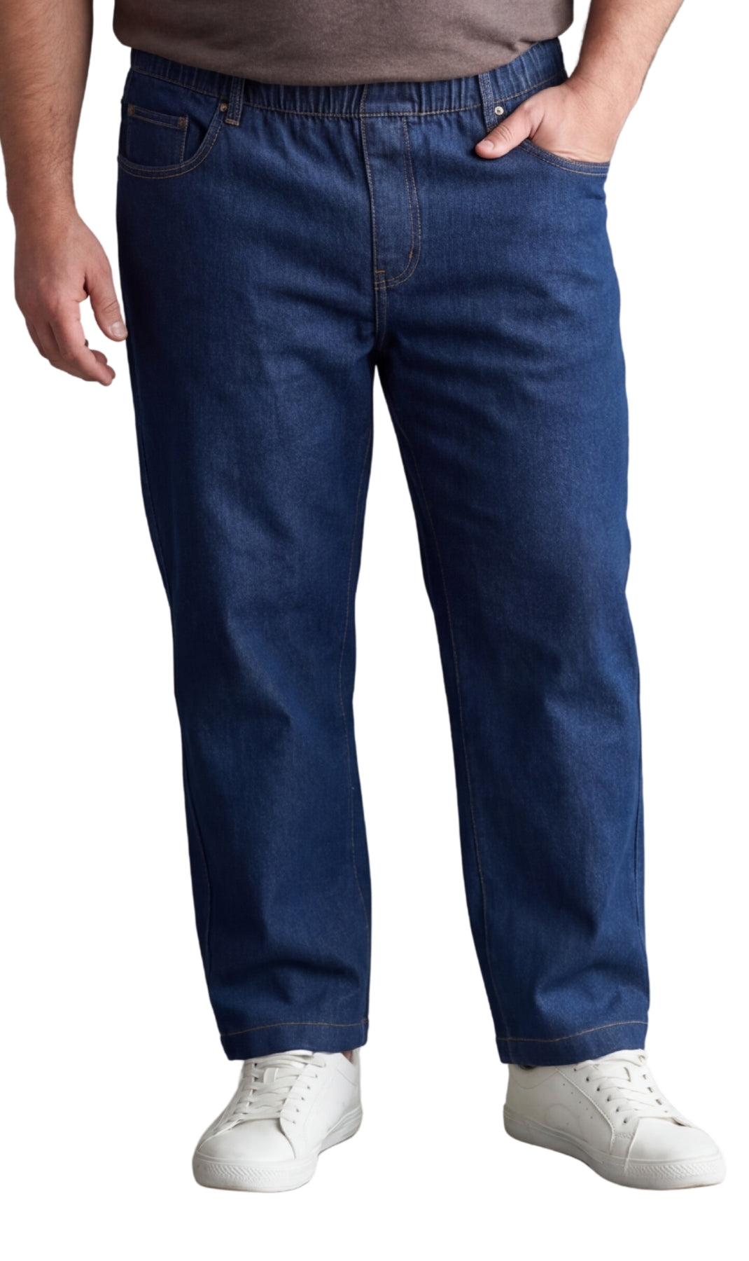 Turtle Bay New York Men’s Lightweight Casual Elastic Waist Pull-On Jeans – Denim & Twill Pants with Easy Fit indigo front