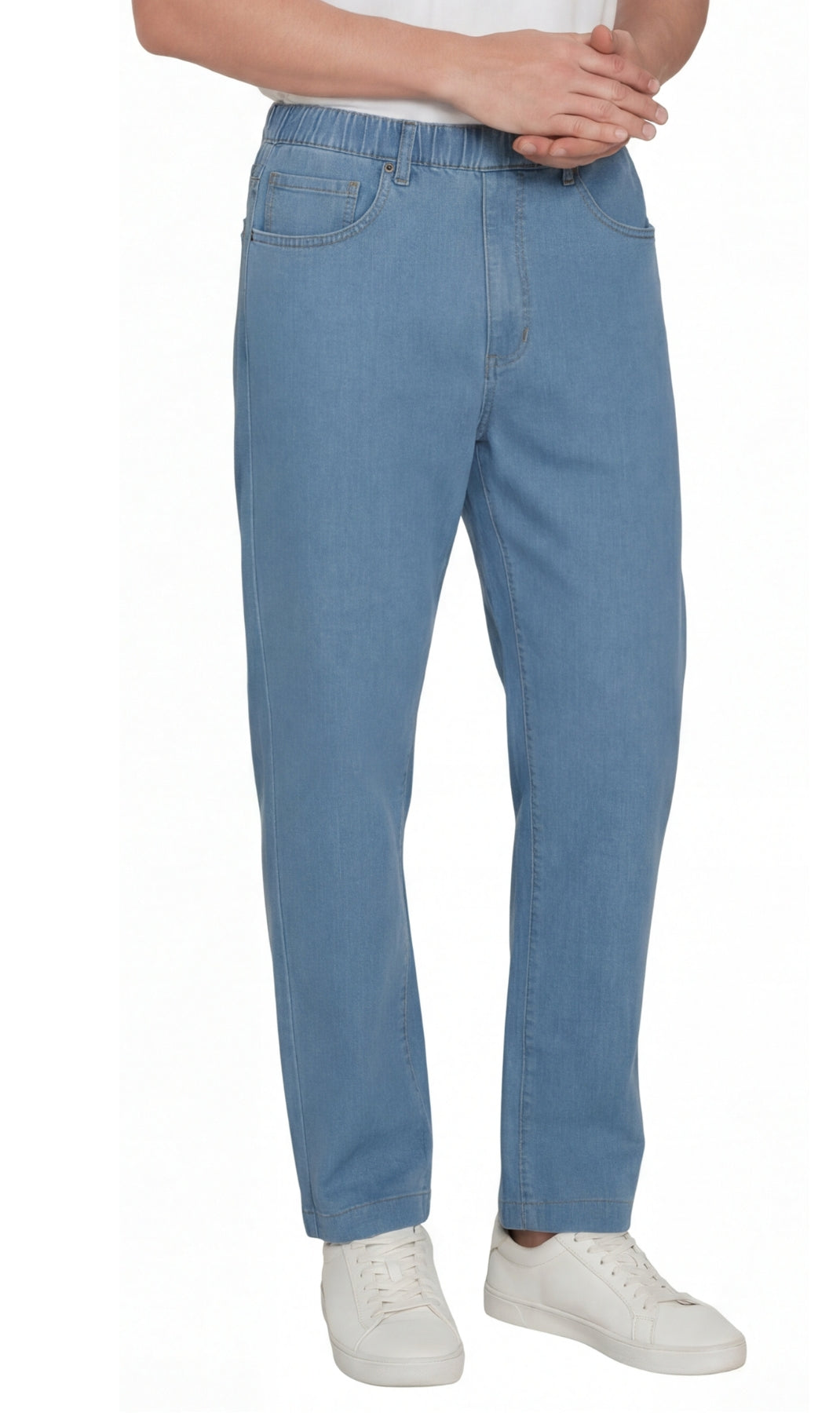 Men’s Lightweight Casual Elastic Waist Pull-On Jeans – Denim & Twill Pants with Easy Fit 13