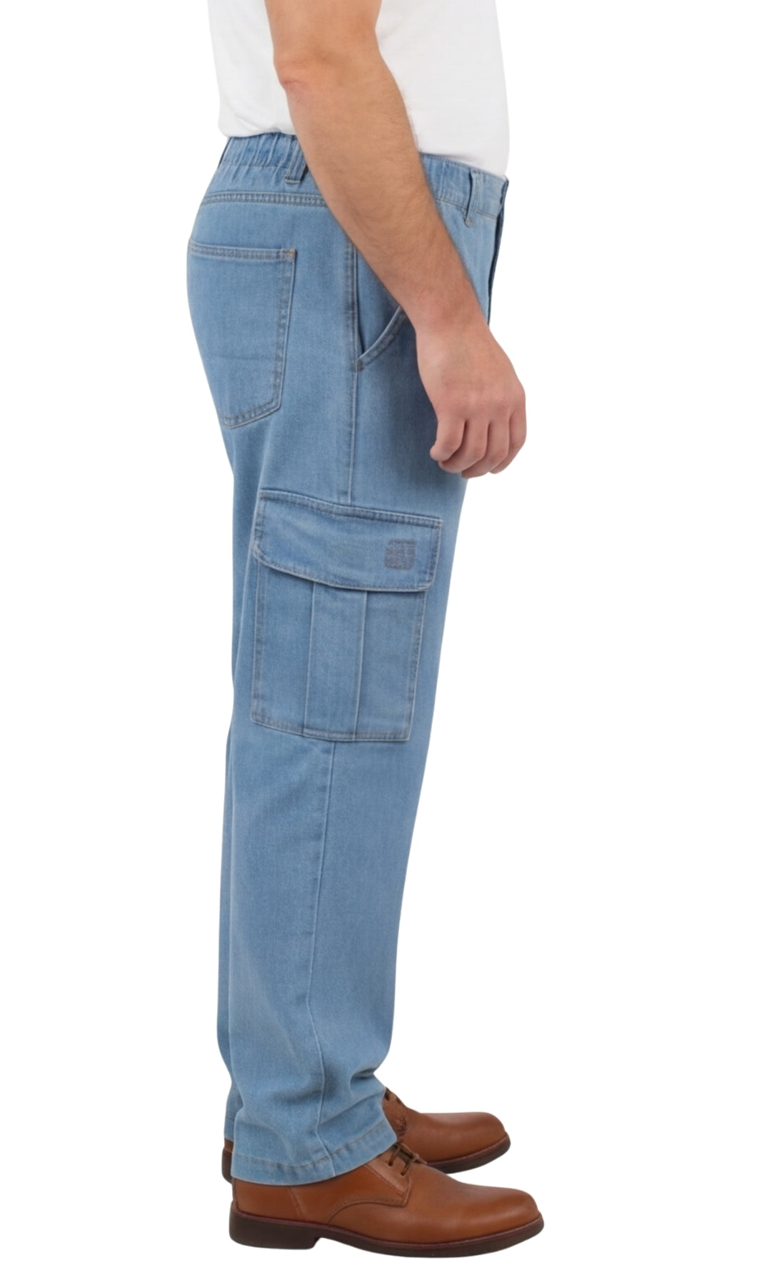 Men’s Double Cargo Pocket Pull-On Jeans – Rugged Cargo Pants in Cotton Blend Fabric 8