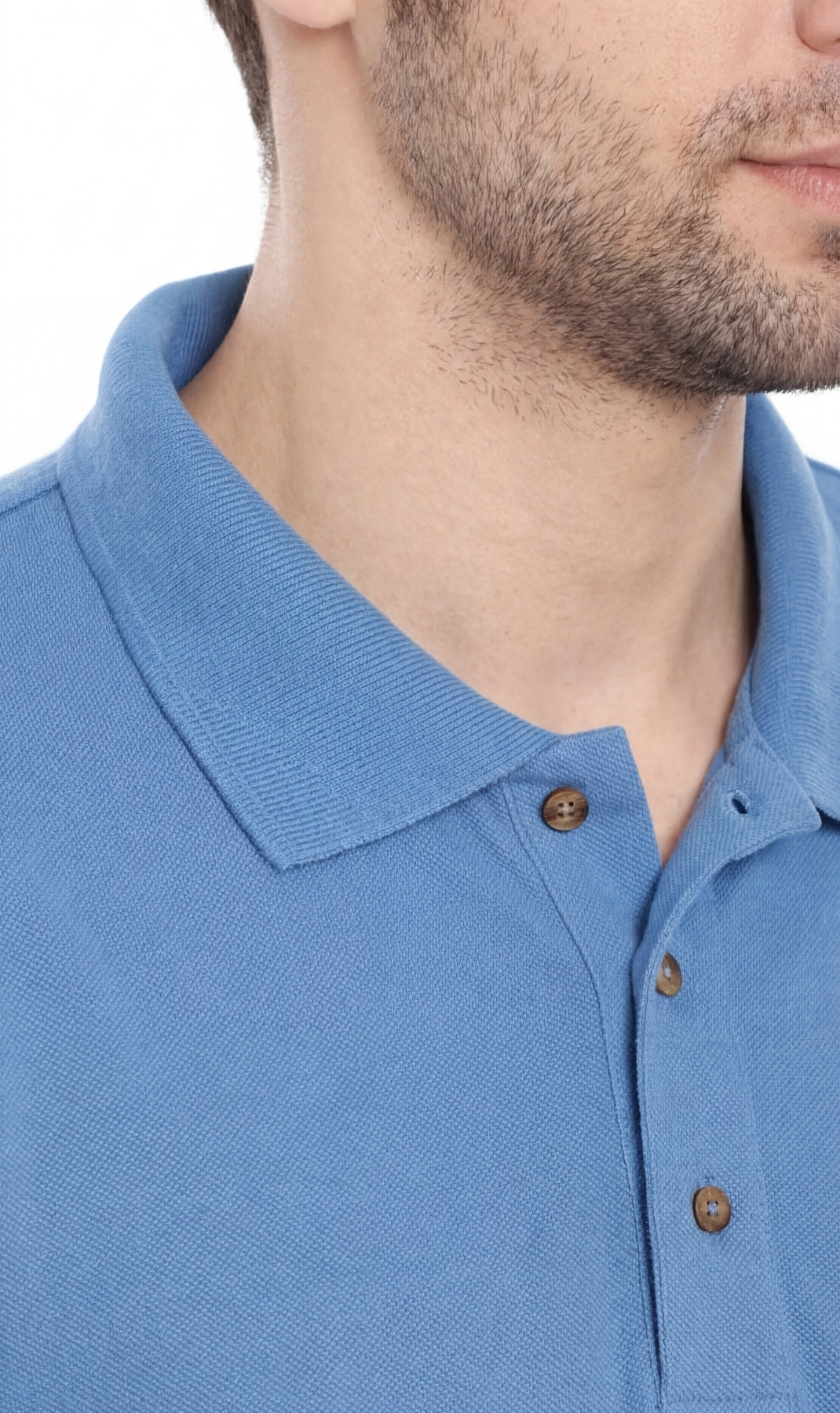 Turtle Bay Apparel Men's Short Sleeve Pique Polo Shirt in Cotton Blend with Front Pocket – Blue Collar Detail