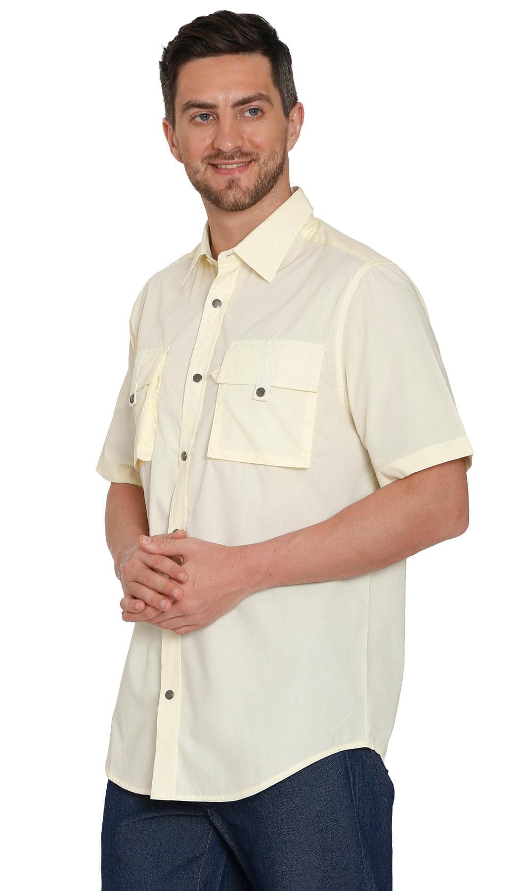 Men's Explorer Easy Snap Shirt - Multi-Pocket Organization - Wheat - Side -TURTLE BAY APPAREL