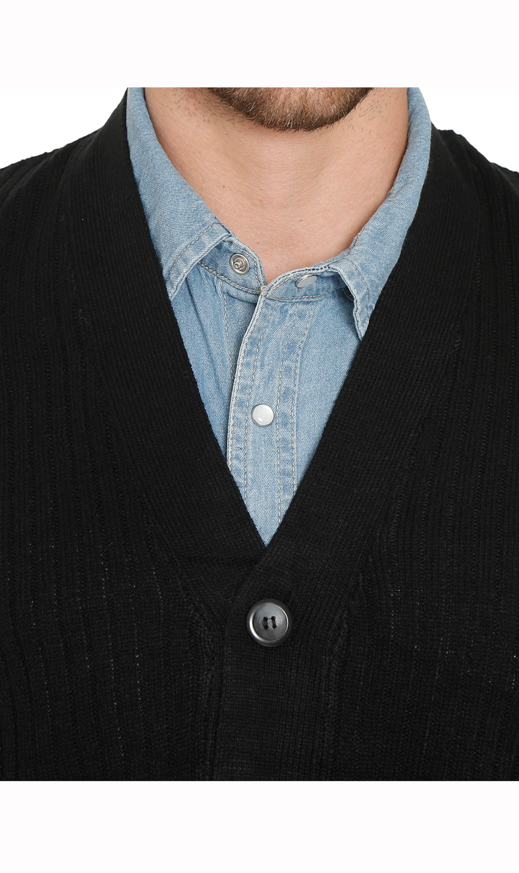 Men's Cashmere-Like Button Front Flat Knit Sweater Vest with front patch pockets 34