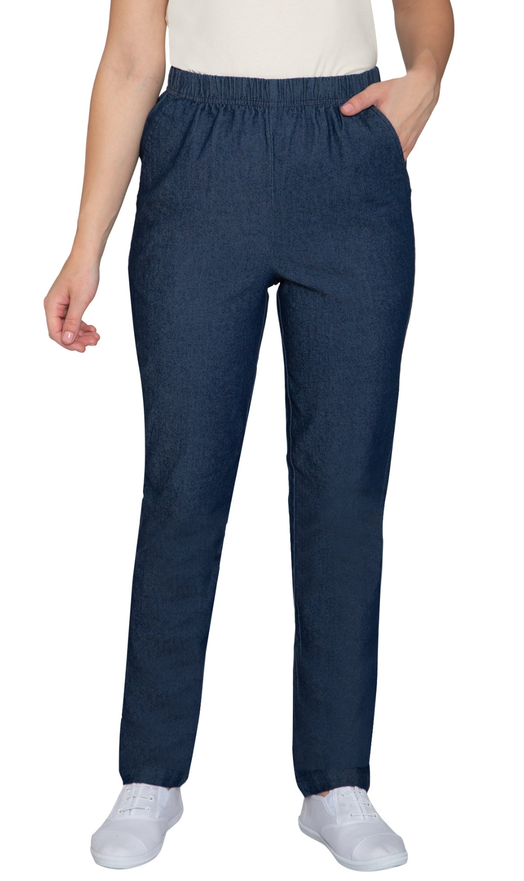 Women's Elastic Waist Pull On Jeans in Denim & Twill - Soft & Lightweight with a bit Stretch 3