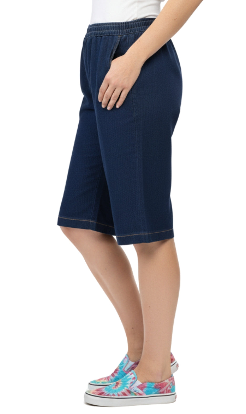 Women's Easy Pull on Bermuda Shorts in Denim and Twill 4