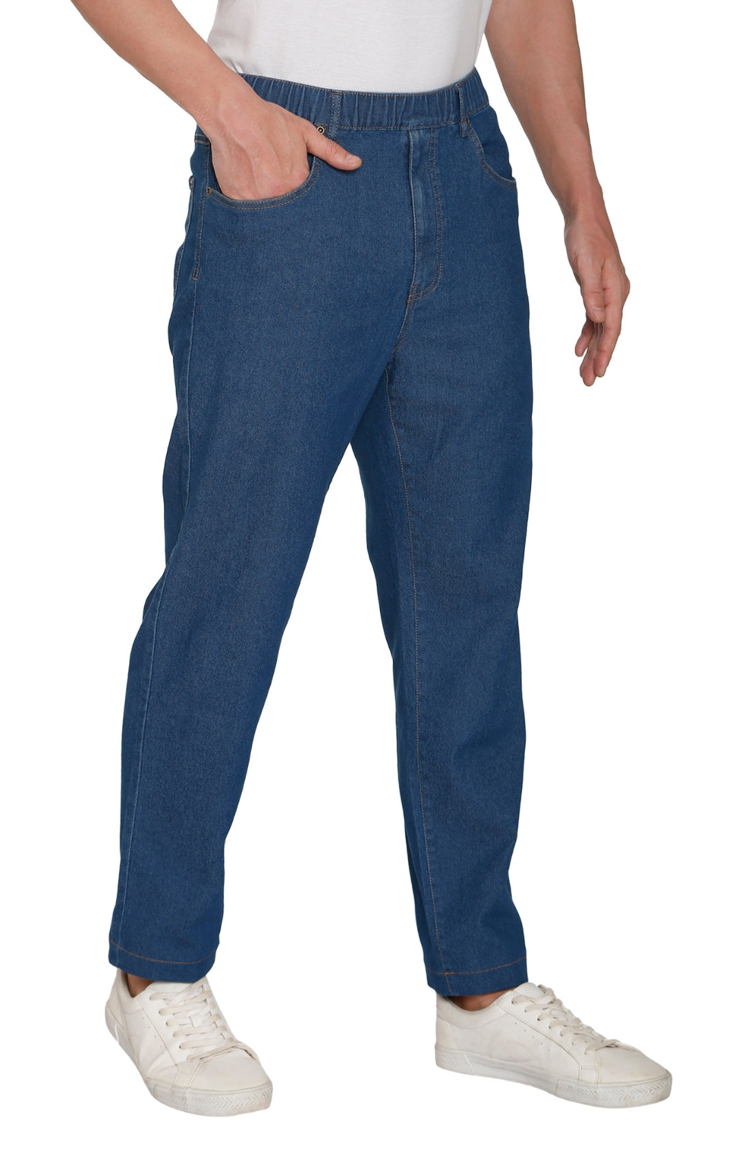 Men’s Lightweight Casual Elastic Waist Pull-On Jeans – Denim & Twill Pants with Easy Fit 27