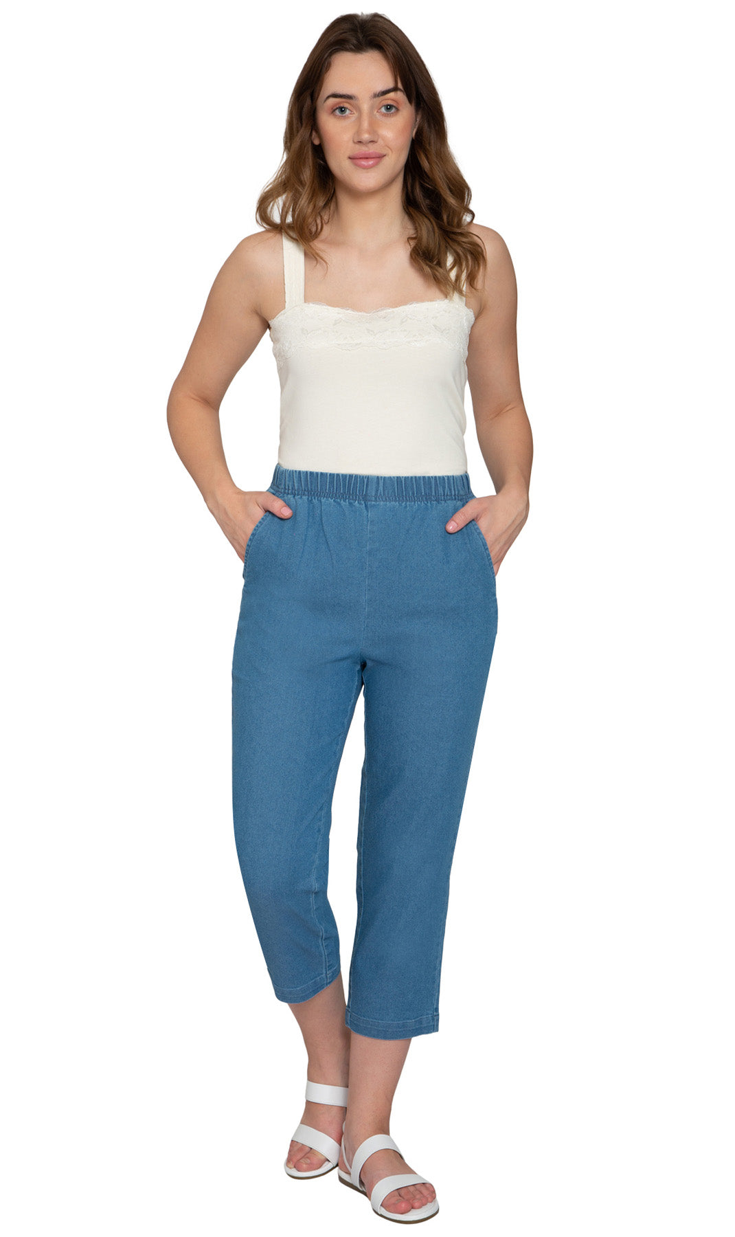 Turtle Bay Apparel Women's Lightweight Stretch Denim Capri Pants