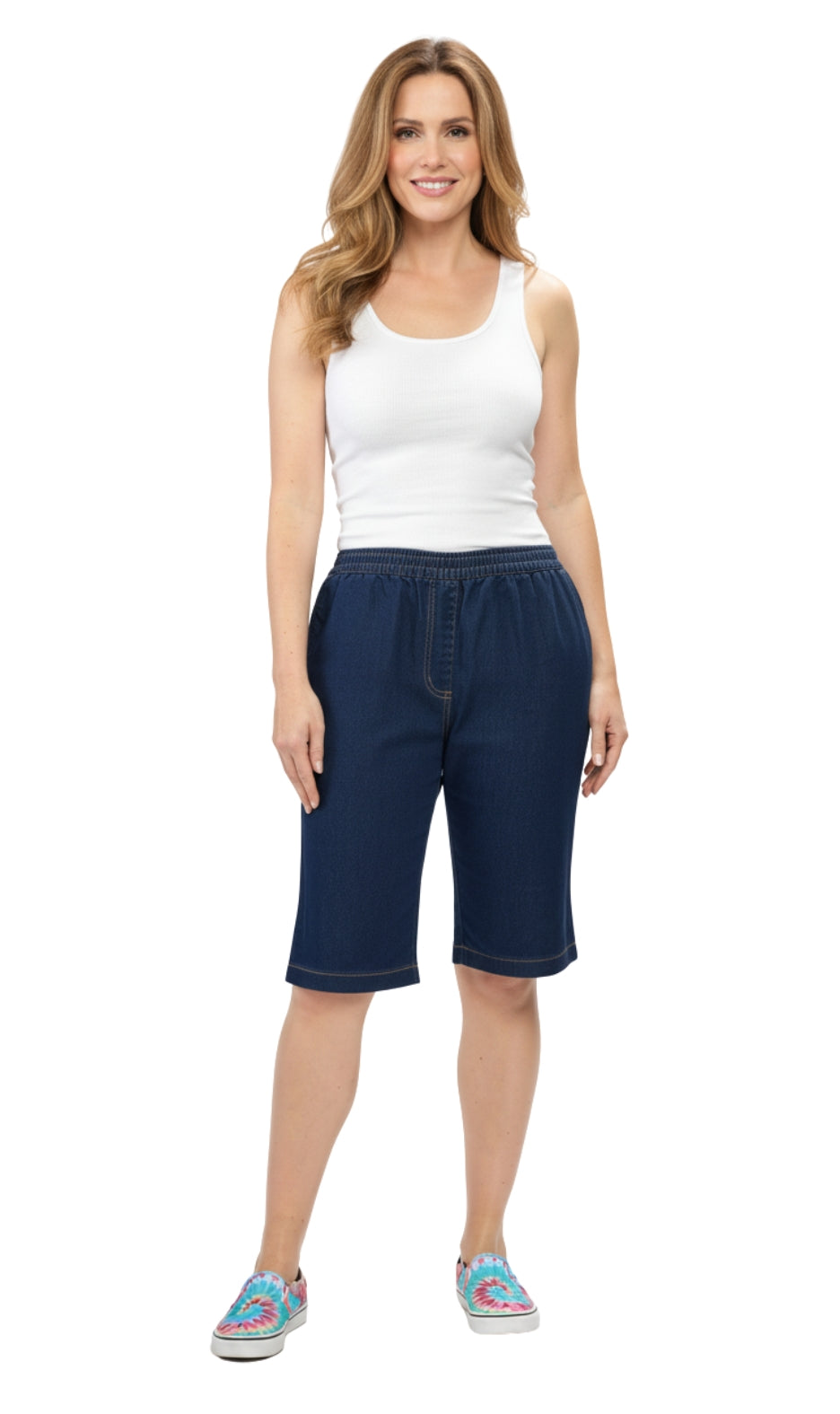 Women's Easy Pull on Bermuda Shorts in Denim and Twill 8
