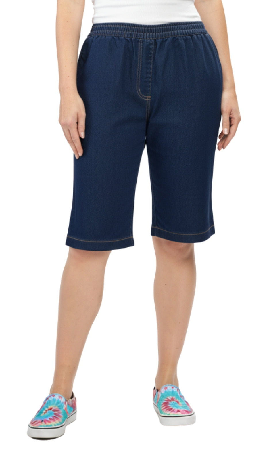 Women's Easy Pull on Bermuda Shorts in Denim and Twill 3