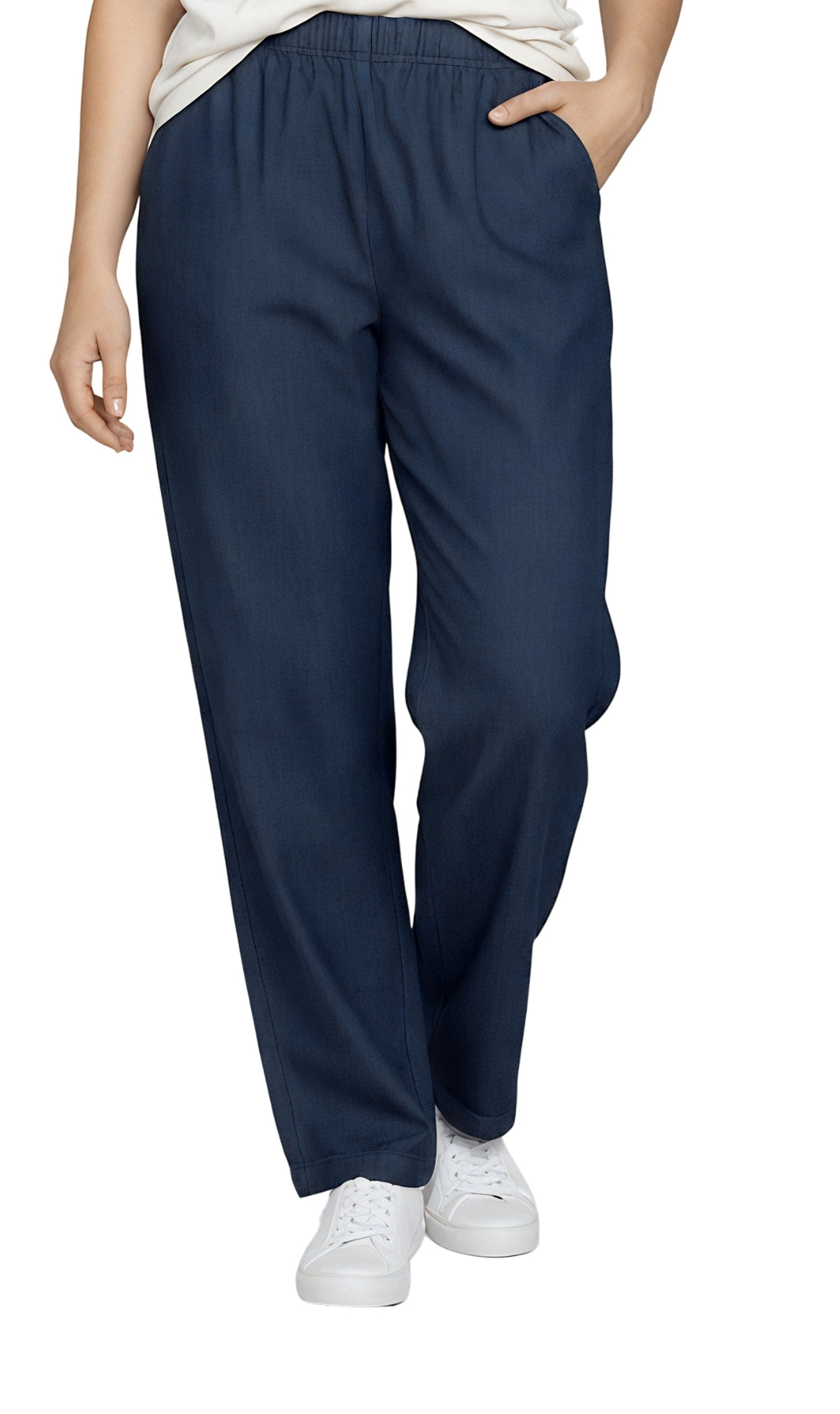 Women's Elastic Waist Pull On Jeans in Denim & Twill - Soft & Lightweight with a bit Stretch 1