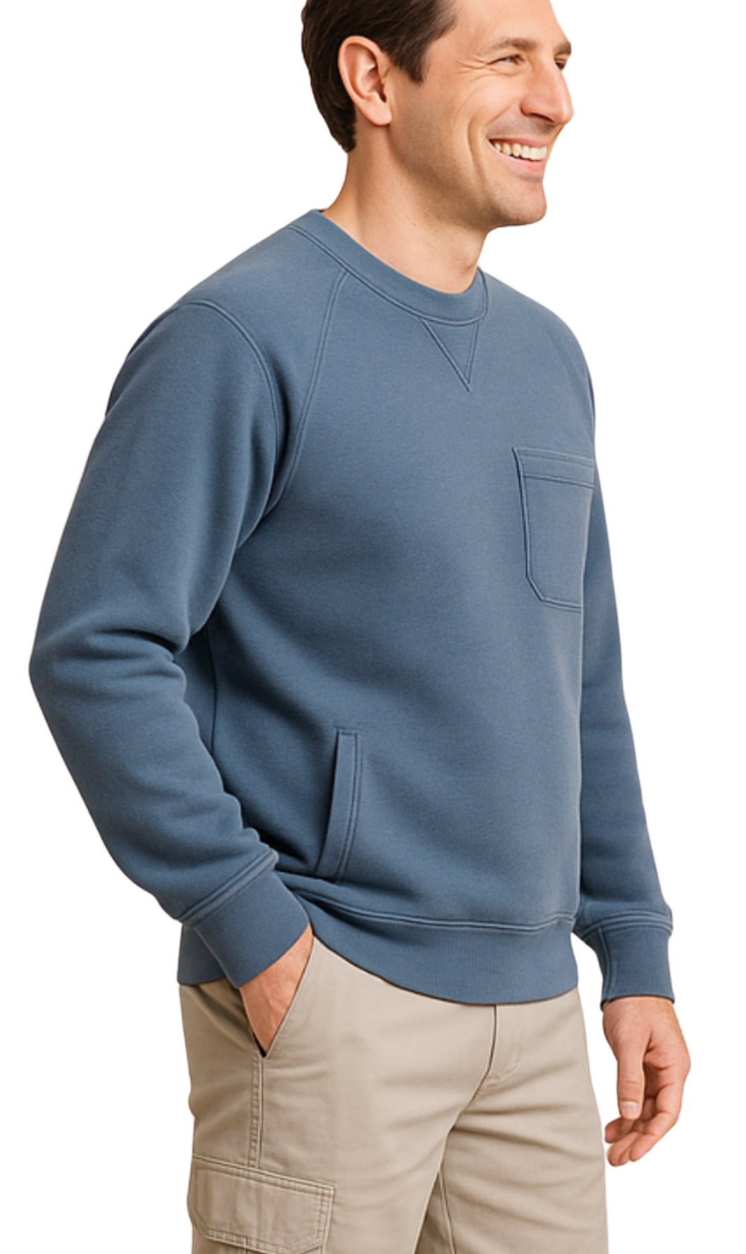 Mens 3-Pocket Fleece Sweatshirt with Raglan Seams, Chest Pocket and Tagless Neck 9