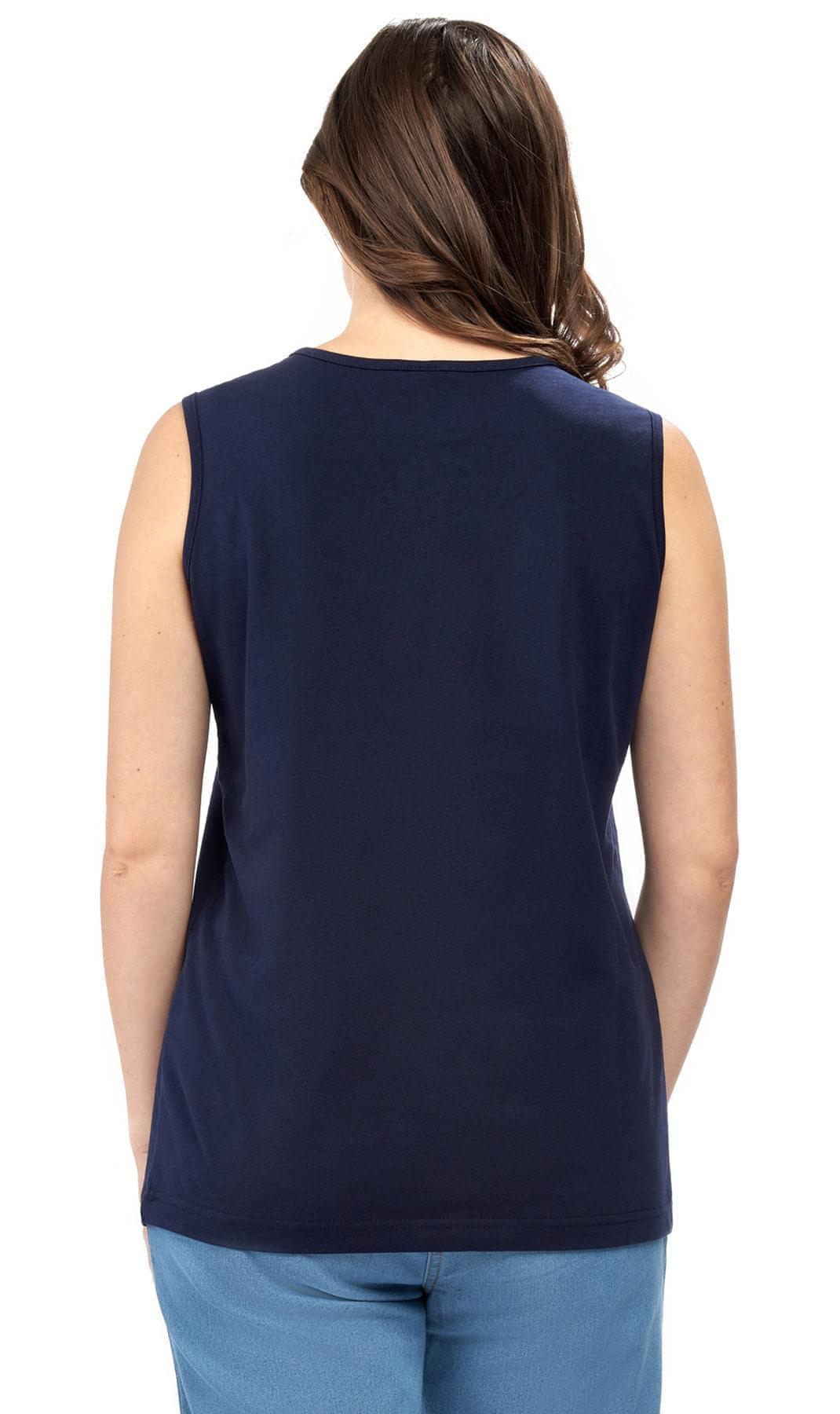 SLEEVELESS TANK - More Modest Than a Tank Yet Just as Cool and Comfortable - Navy - Back - TURTLE BAY APPAREL