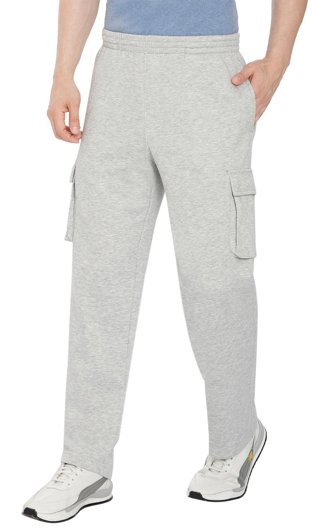 Men's Fleece Cargo Pants - Comfy Sweatpants for No-Chill Chillin' Grey Heather - side Pocket TURTLE BAY APPAREL