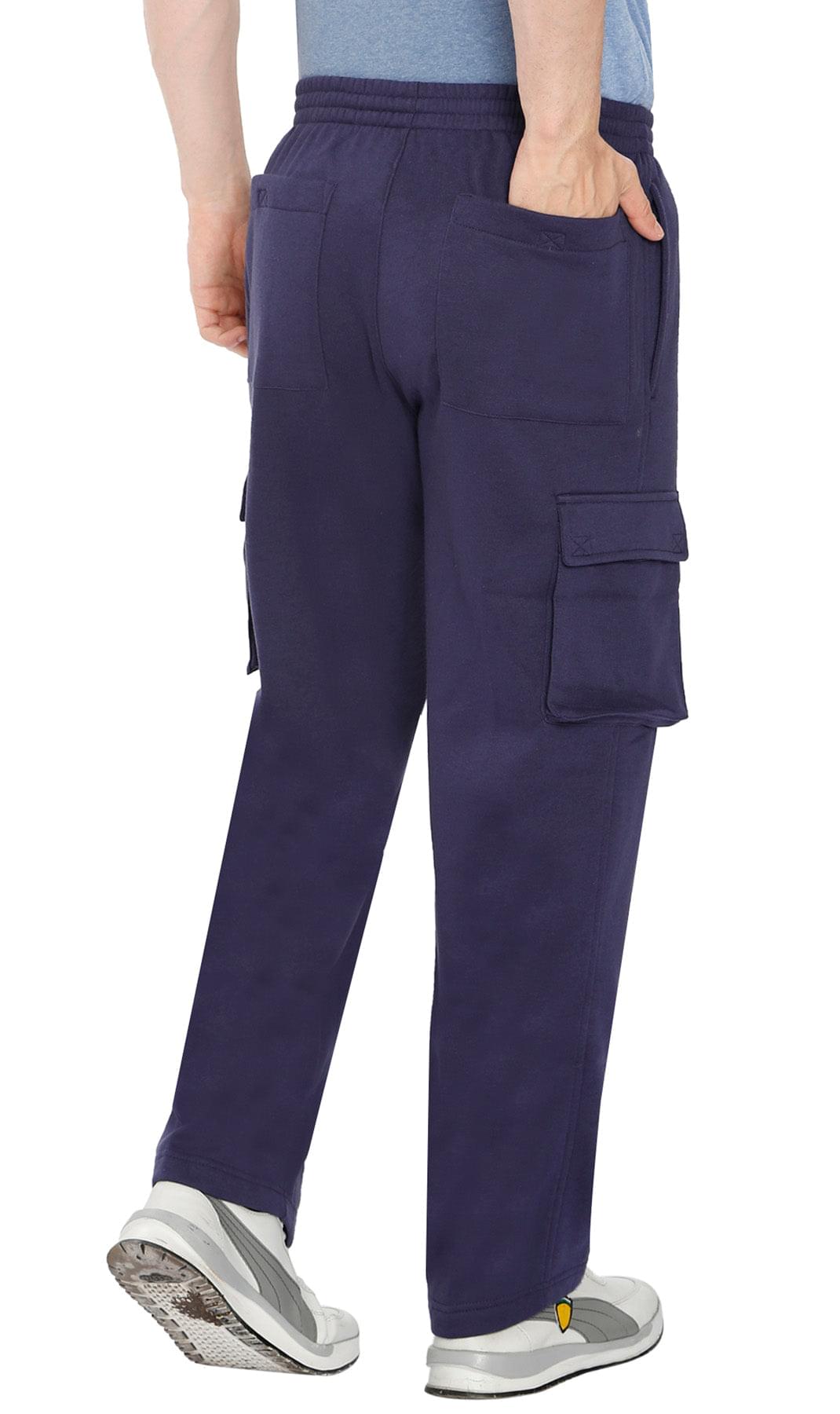 Men's Fleece Cargo Pants - Comfy Sweatpants for No-Chill Chillin' Dark Navy- Back -TURTLE BAY APPAREL