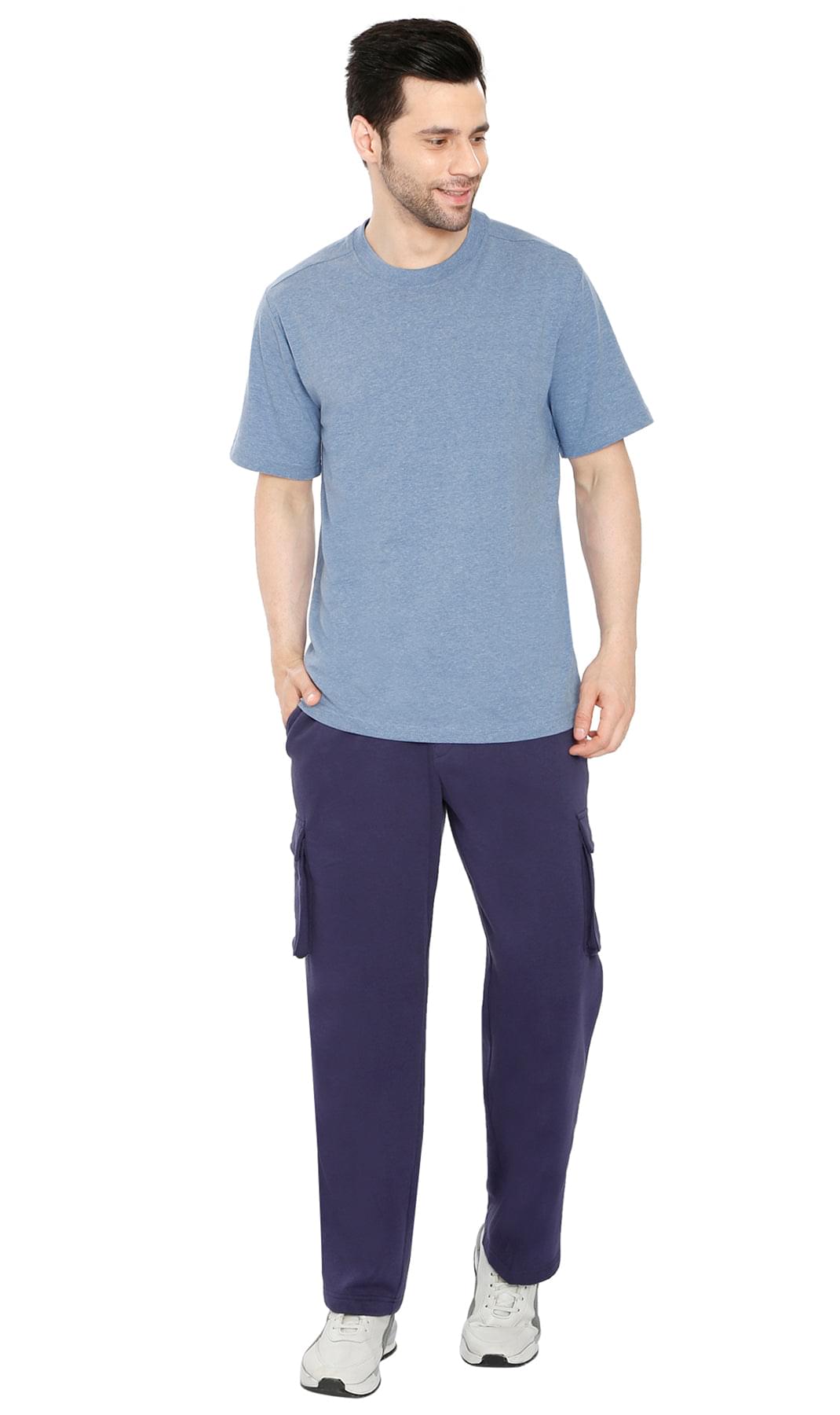 Men's Fleece Cargo Pants - Comfy Sweatpants for No-Chill Chillin' Dark Navy - Full- TURTLE BAY APPAREL