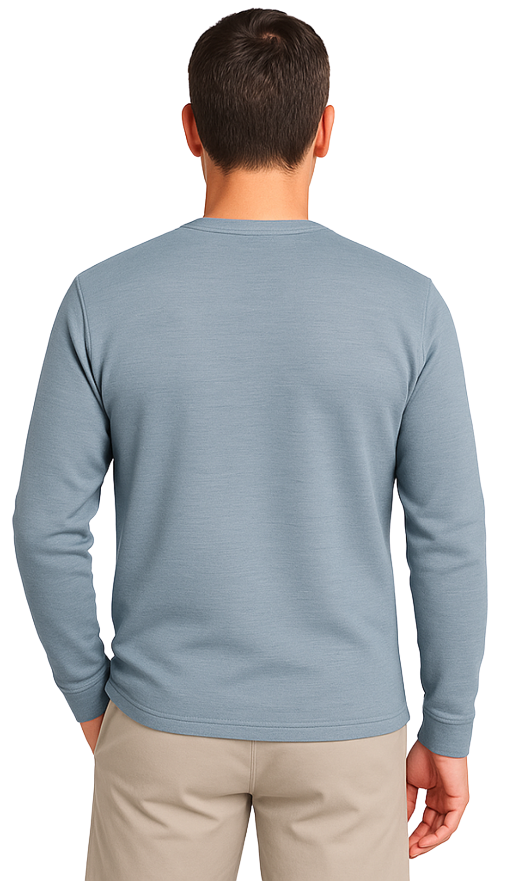 Turtle Bay New York Men's Long Sleeve Henley Shirt with 3 Button Placket-20408 Back
