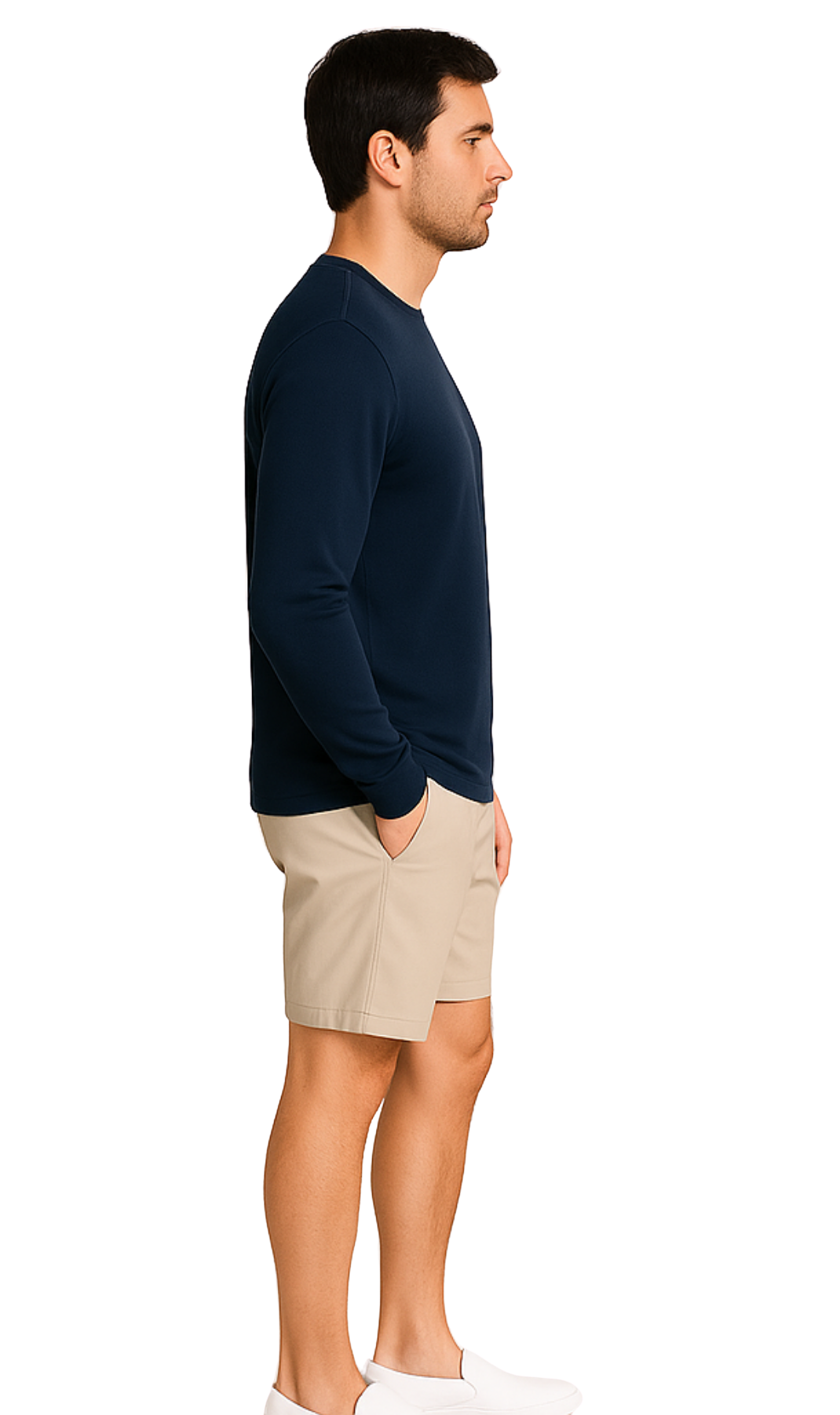 Turtle Bay New York Men's Long Sleeve Henley Shirt with 3 Button Placket-20408 Navy Side