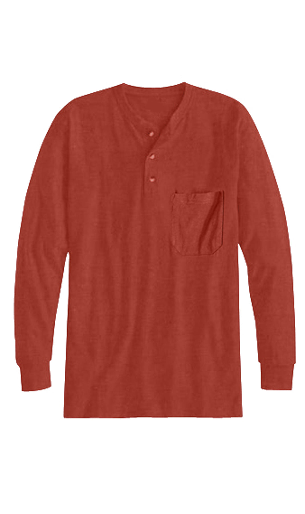 Turtle Bay New York Men's Long Sleeve Henley Shirt with 3 Button Placket-20408 Redwood Flat