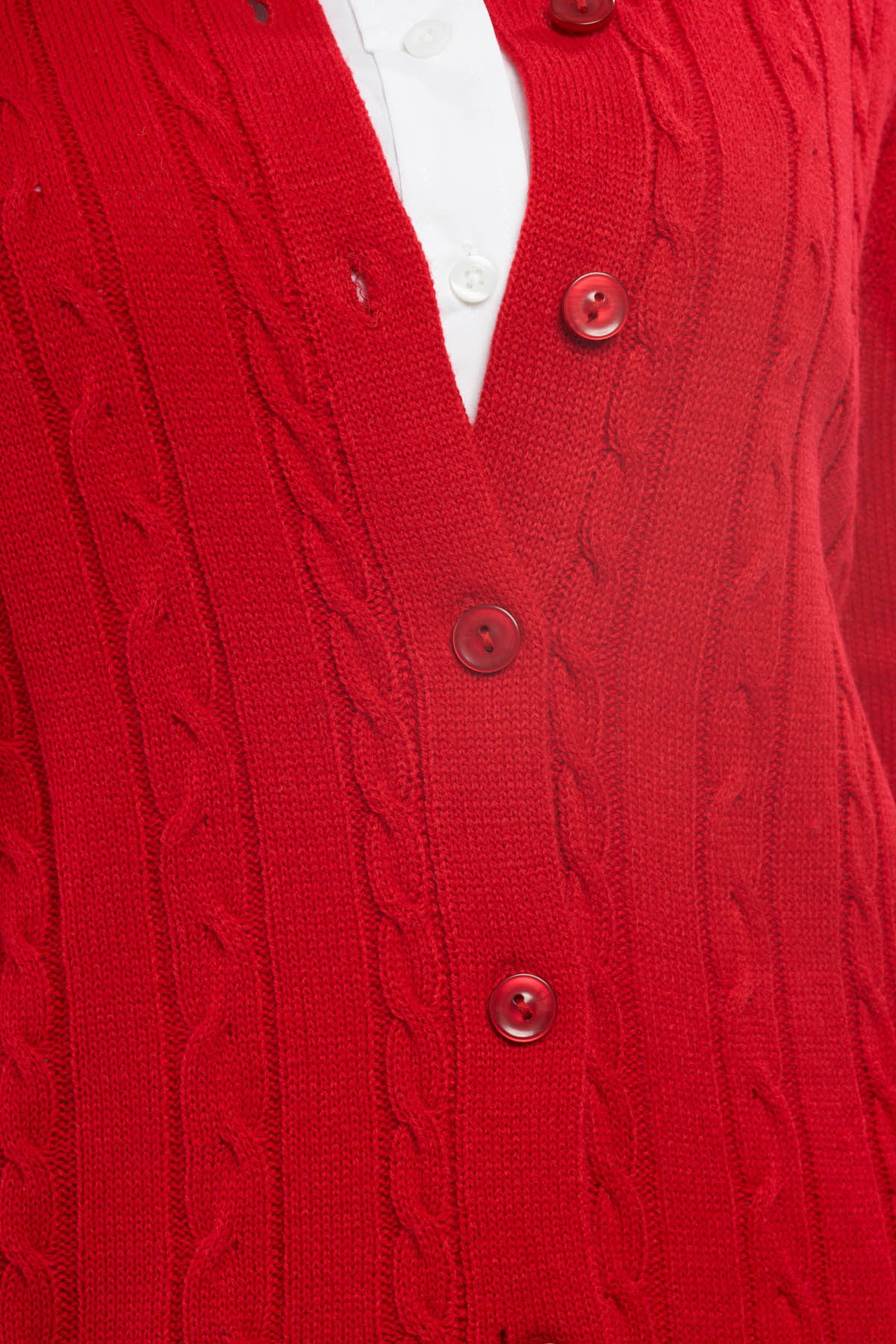 Women's Classic Button Front Cable Knit Cardigan in Soft Acryllic 26