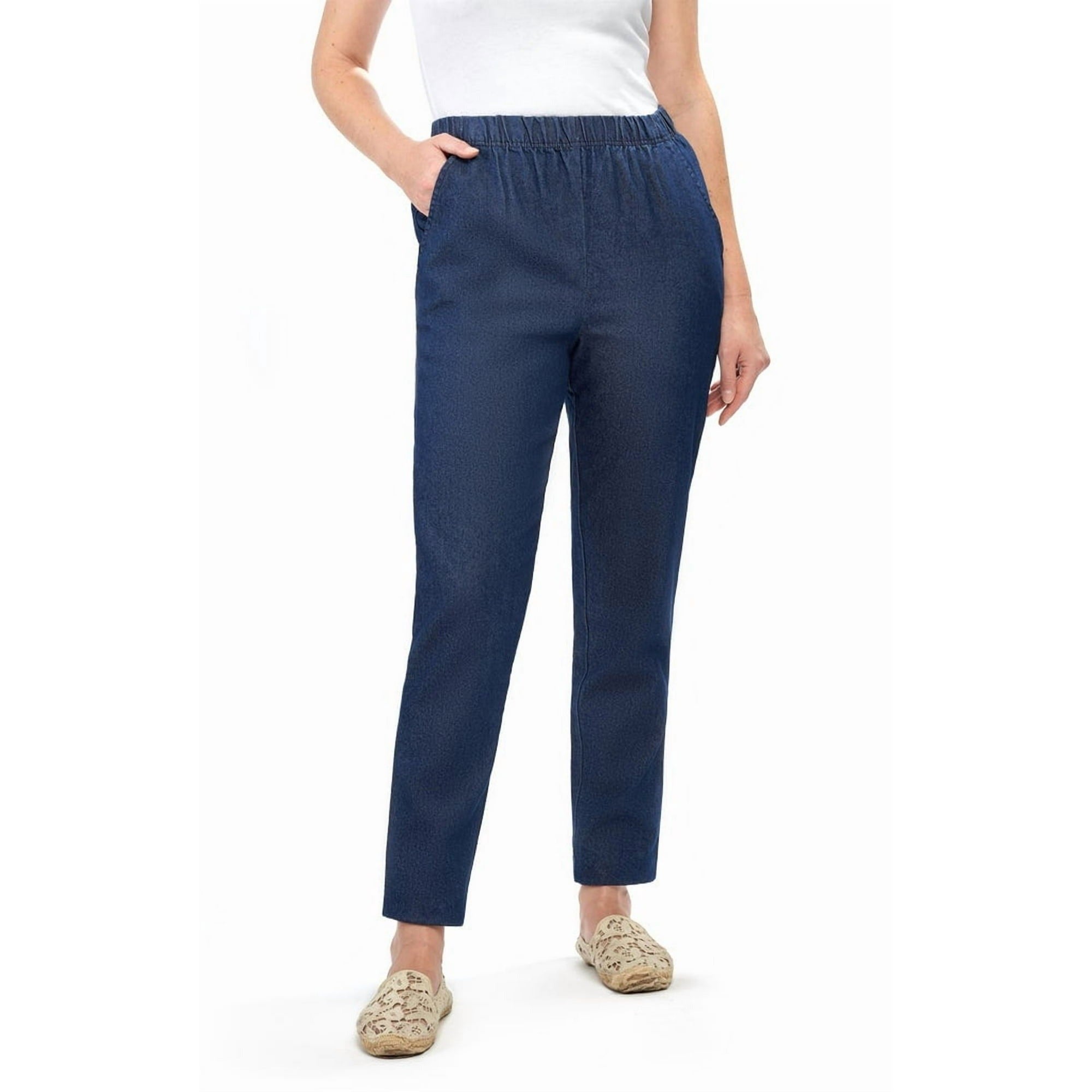 Women's Elastic Waist Pull On Jeans in Denim & Twill - Soft & Lightweight with a bit Stretch 10