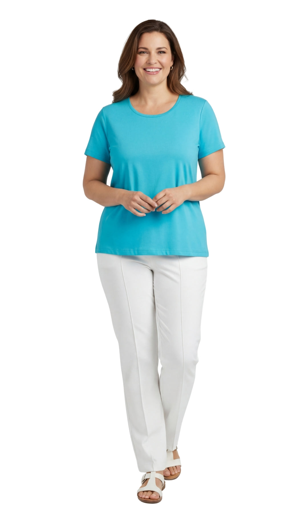 Turtle Bay Apparel Women's Relaxed Fit Short-Sleeve Crew neck knit Tee Shirt