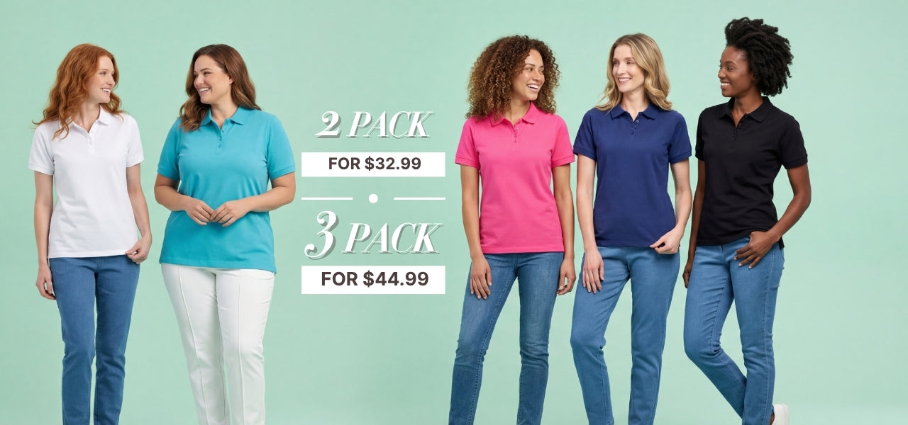 Turtle Bay New York Womens_Short_Sleeve_Pique_Knit_Polo_Shirt multipacks combo pack