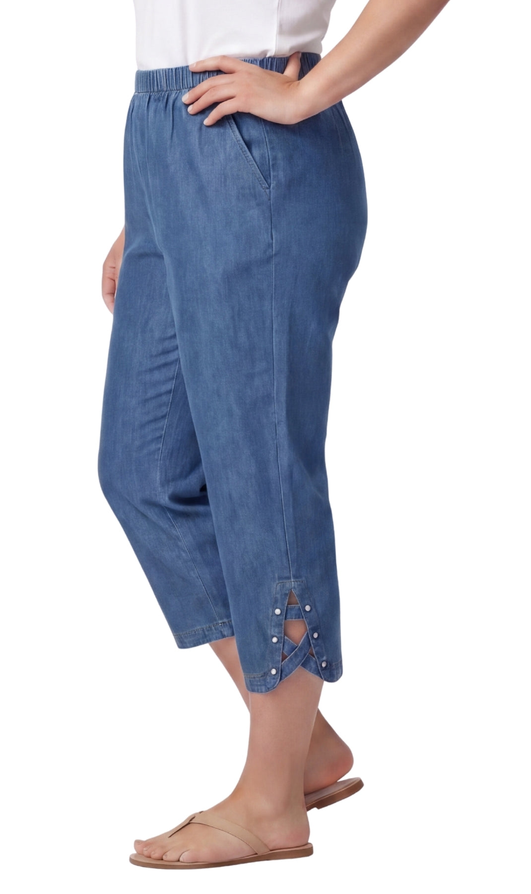 Women’s Lightweight Capris with Studded Hem Detail 8
