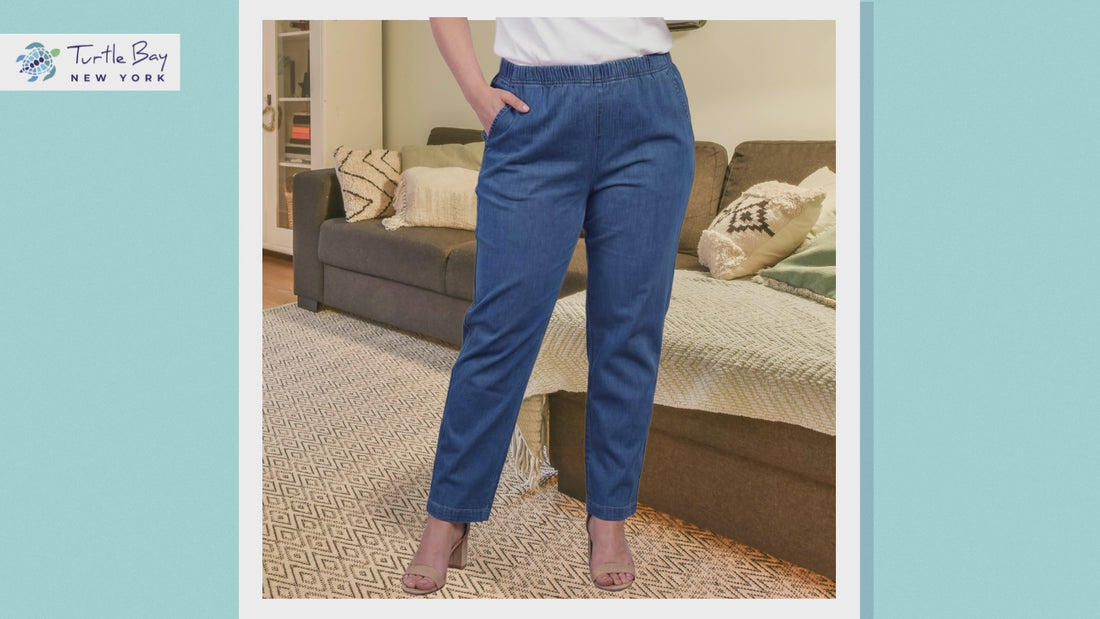Turtle Bay New York Women's Lightweight Pull-On Denim Jeans with Elastic Waist – Relaxed Fit Stretch Jeans for Casual Everyday Wear product details